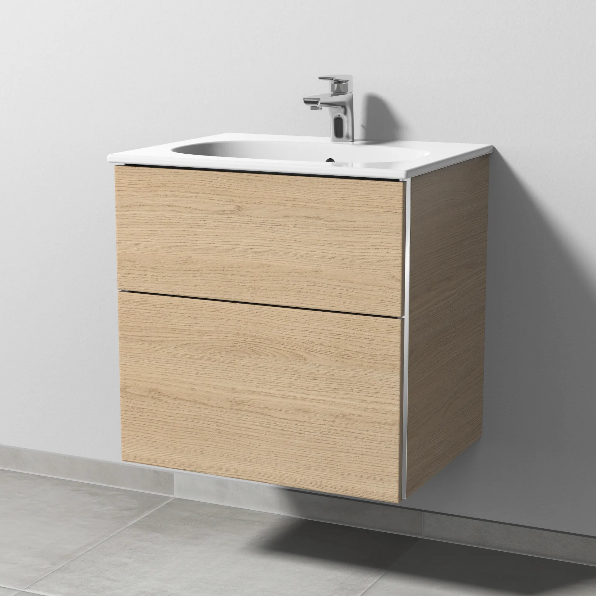 Sanipa Waschtischunterschrank „3way“ passend zu Keramik-Waschtische Acanto Slim von Geberit 580 × 582 × 467 mm in Eiche Nordic Sanipa Waschtischunterschrank „3way“ passend zu Keramik-Waschtische Acanto Slim von Geberit 580 × 582 × 467 mm in Eiche Nordic