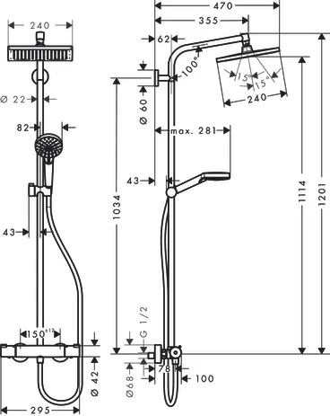 Showerpipe Crometta E 240 chrom Showerpipe Crometta E 240 chrom