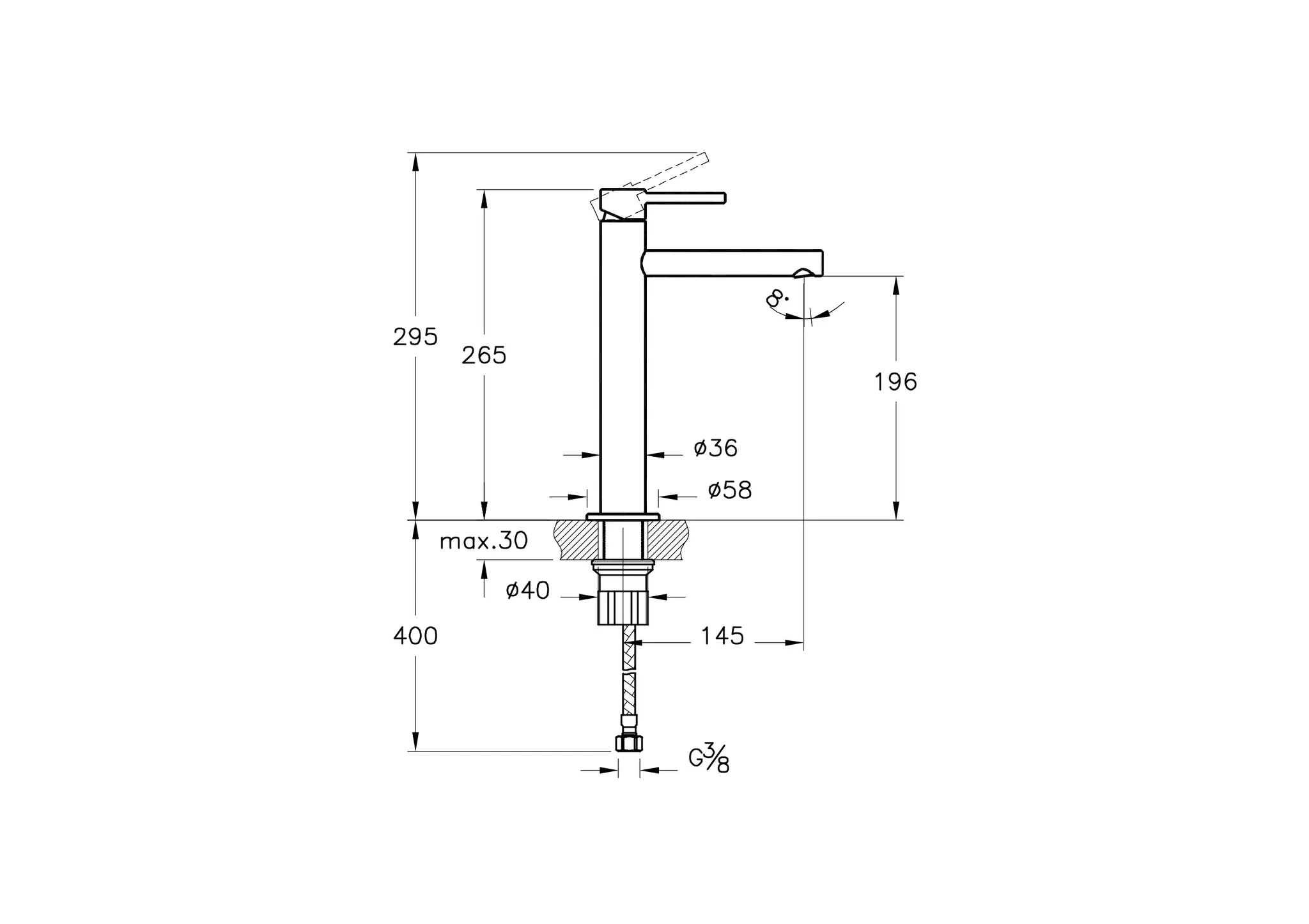 VitrA Origin Einhebel-Waschtischmischer, Höhe 27 cm, Einlochmontage, Schwarz Matt