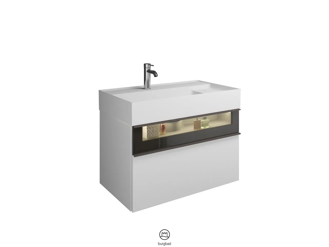 burgbad Yumo Mi-Waschtisch inkl. WTU (SFMX082), Mineralguss, 470x815x610, PG1 burgbad Yumo Mi-Waschtisch inkl. WTU (SFMX082), Mineralguss, 470x815x610, PG1