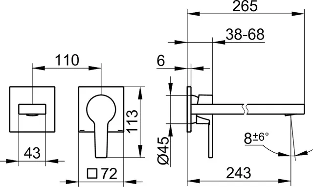 KEUCO EDITION 11 Einhebel-Waschtischmischer Unterputz 2 Loch Wandmontage 243 mm Edelstahl-finish KEUCO EDITION 11 Einhebel-Waschtischmischer Unterputz 2 Loch Wandmontage 243 mm Edelstahl-finish