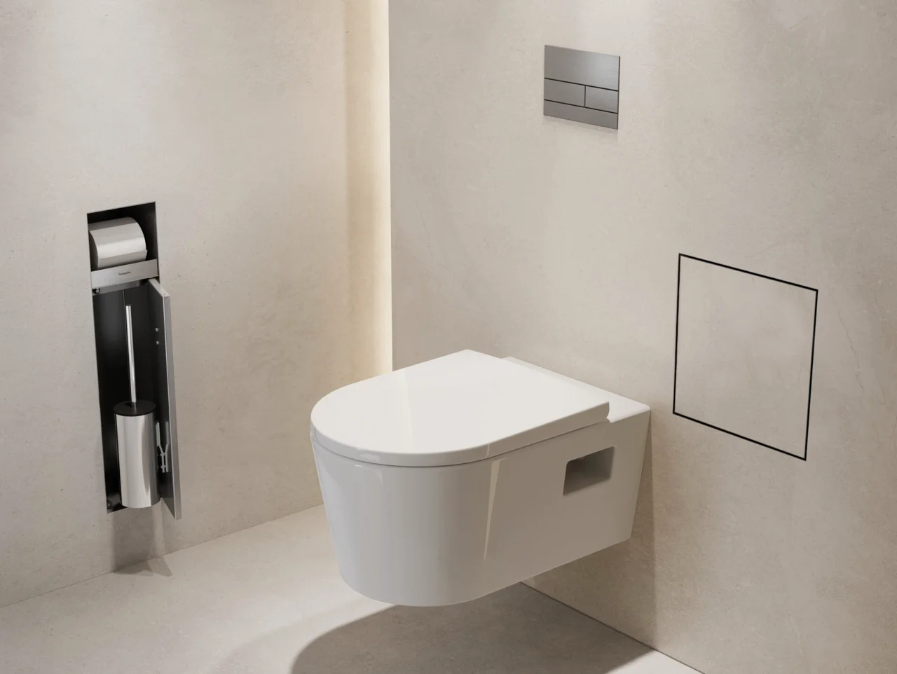Hansgrohe XtraStoris Rock Einbau Abfalleimer, Edelstahl gebürstet, Maße 300x300x100 mm, Fassungsvermögen 4 Liter