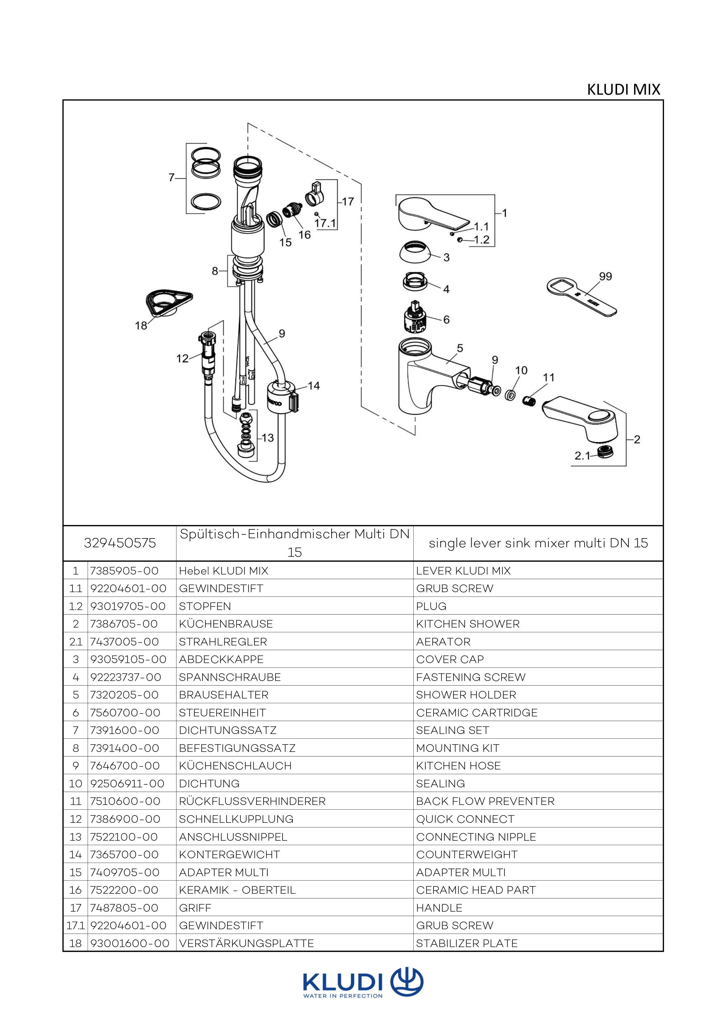 MIX SpültischMultiEHM DN 15 herausziehbarer Brause Geschl. Hebel chrom MIX SpültischMultiEHM DN 15 herausziehbarer Brause Geschl. Hebel chrom