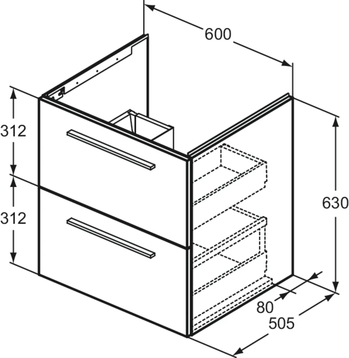 Ideal Standard Waschtischunterschrank „i.lifeB“ 60 × 63 × 50,5 cm Weiß matt Ideal Standard Waschtischunterschrank „i.lifeB“ 60 × 63 × 50,5 cm Weiß matt