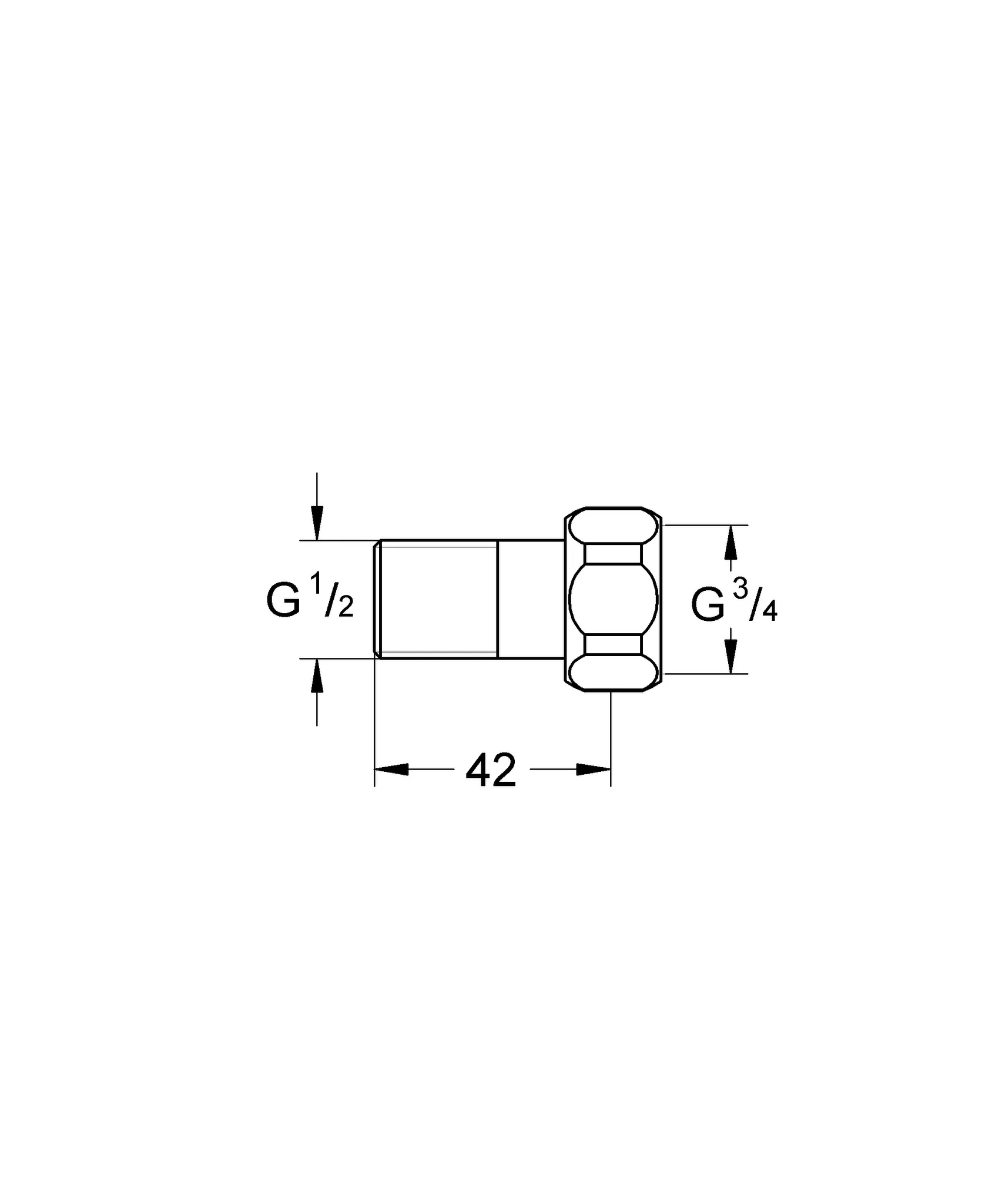 Anschluss 12422, gerade, Mutter 3/4'' x 1/2'' Außengewinde Anschluss 12422, gerade, Mutter 3/4'' x 1/2'' Außengewinde