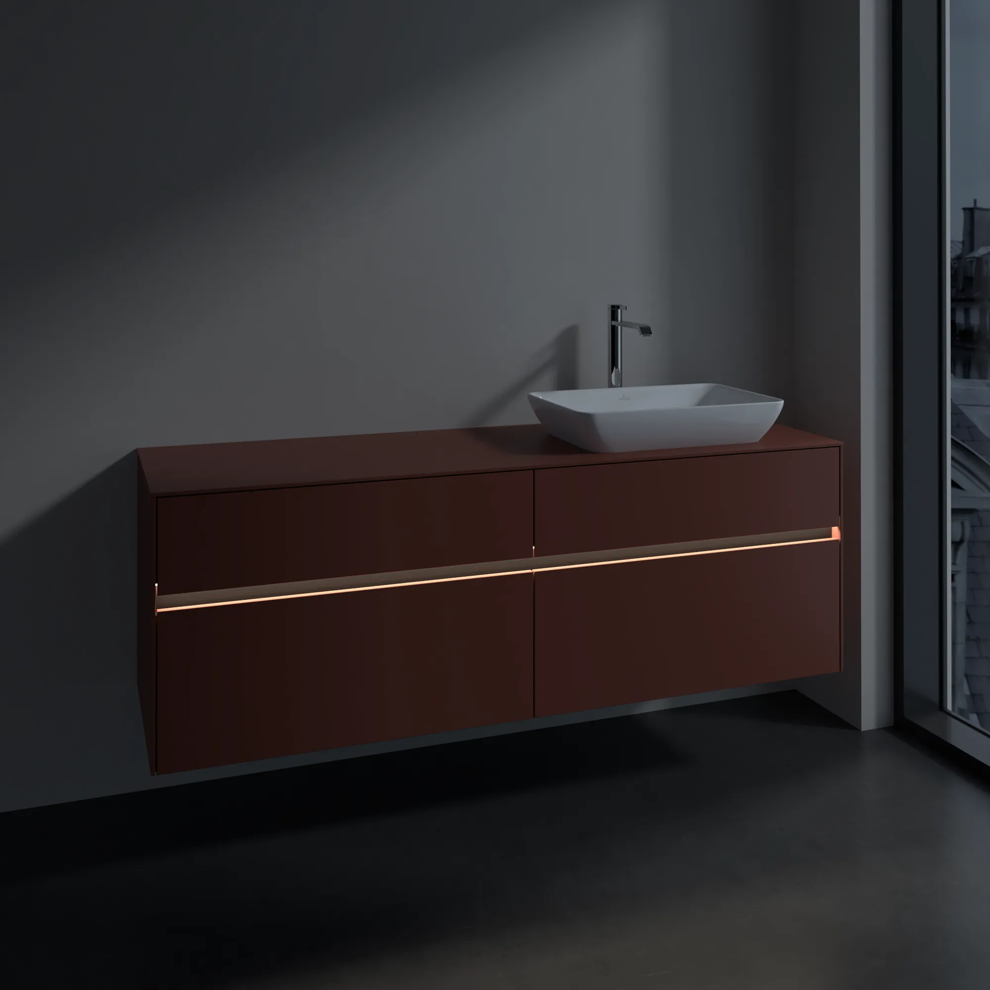 Villeroy & Boch Collaro Waschbeckenunterschrank C122B0, 1600x548x500mm, Wine Red Villeroy & Boch Collaro Waschbeckenunterschrank C122B0, 1600x548x500mm, Wine Red
