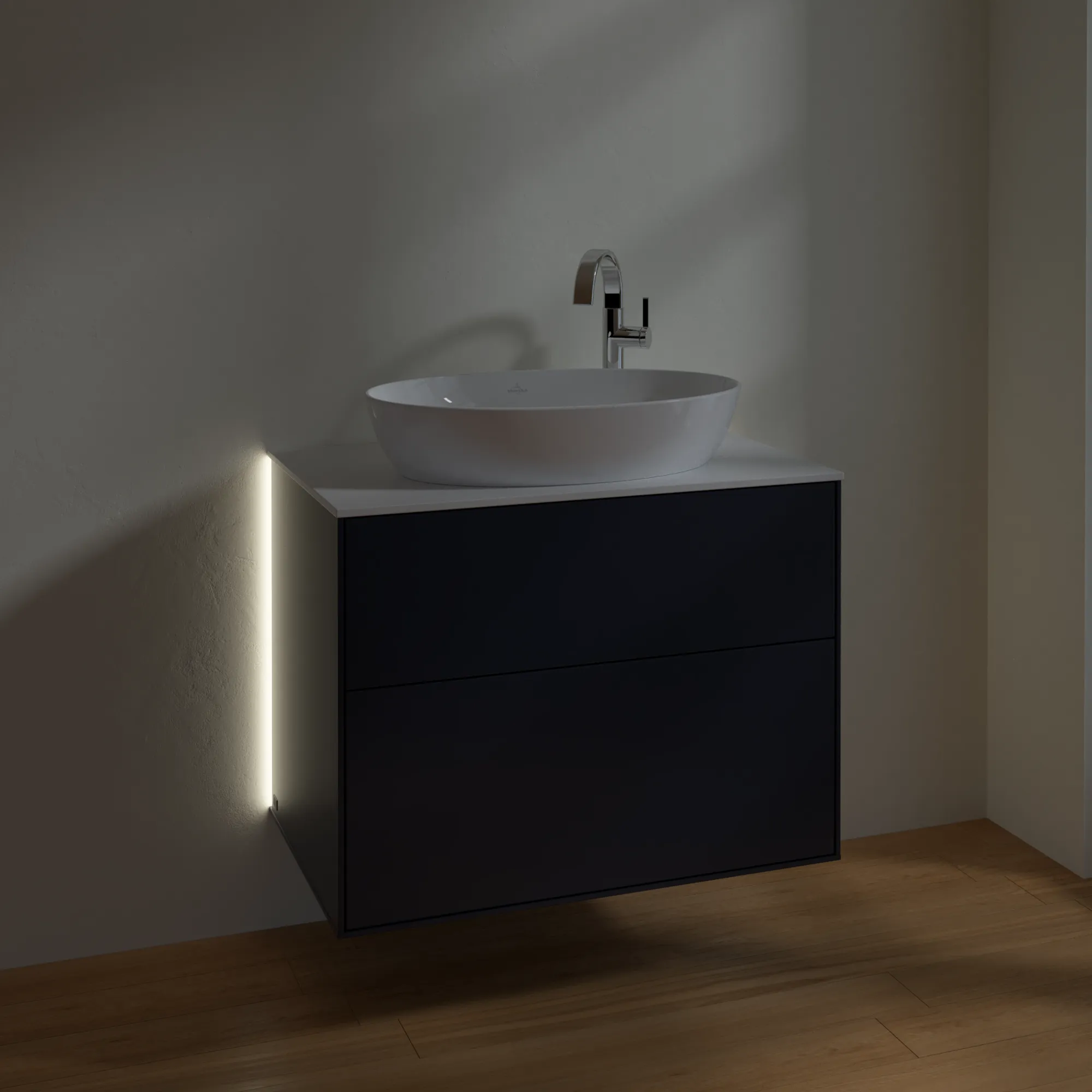 Villeroy & Boch Waschbeckenunterschrank Finion G87100, 800x603x501mm, Midnight Blue Matt Lacquer, mit Beleuchtung und SoftClosing