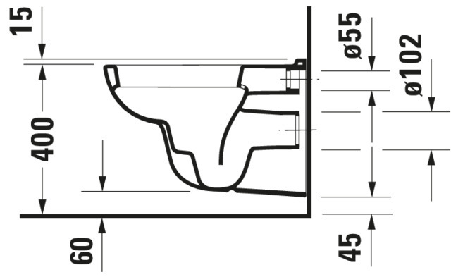 Set Wand-Tiefspül-WC „D-Code“ 35,5 × 36 × 54,5 cm, mit Spülrand und Duravit WC-Sitz „D-Code“ 35,9 × 44,2 × 5 cm mit Softclose