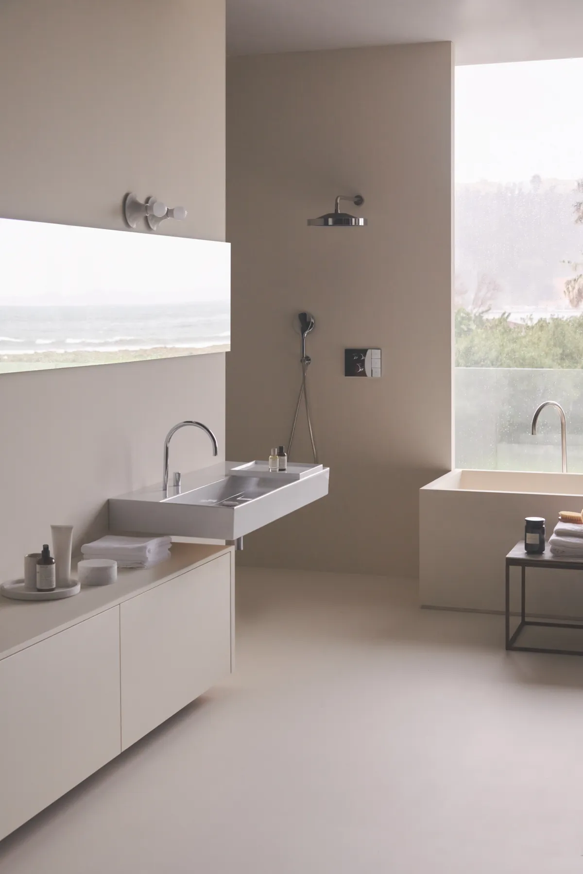 Waschbecken „Solos“ 121,5 × 51,5 × 12,5 cm, Hahnlochposition links in Weiß Waschbecken „Solos“ 121,5 × 51,5 × 12,5 cm, Hahnlochposition links in Weiß