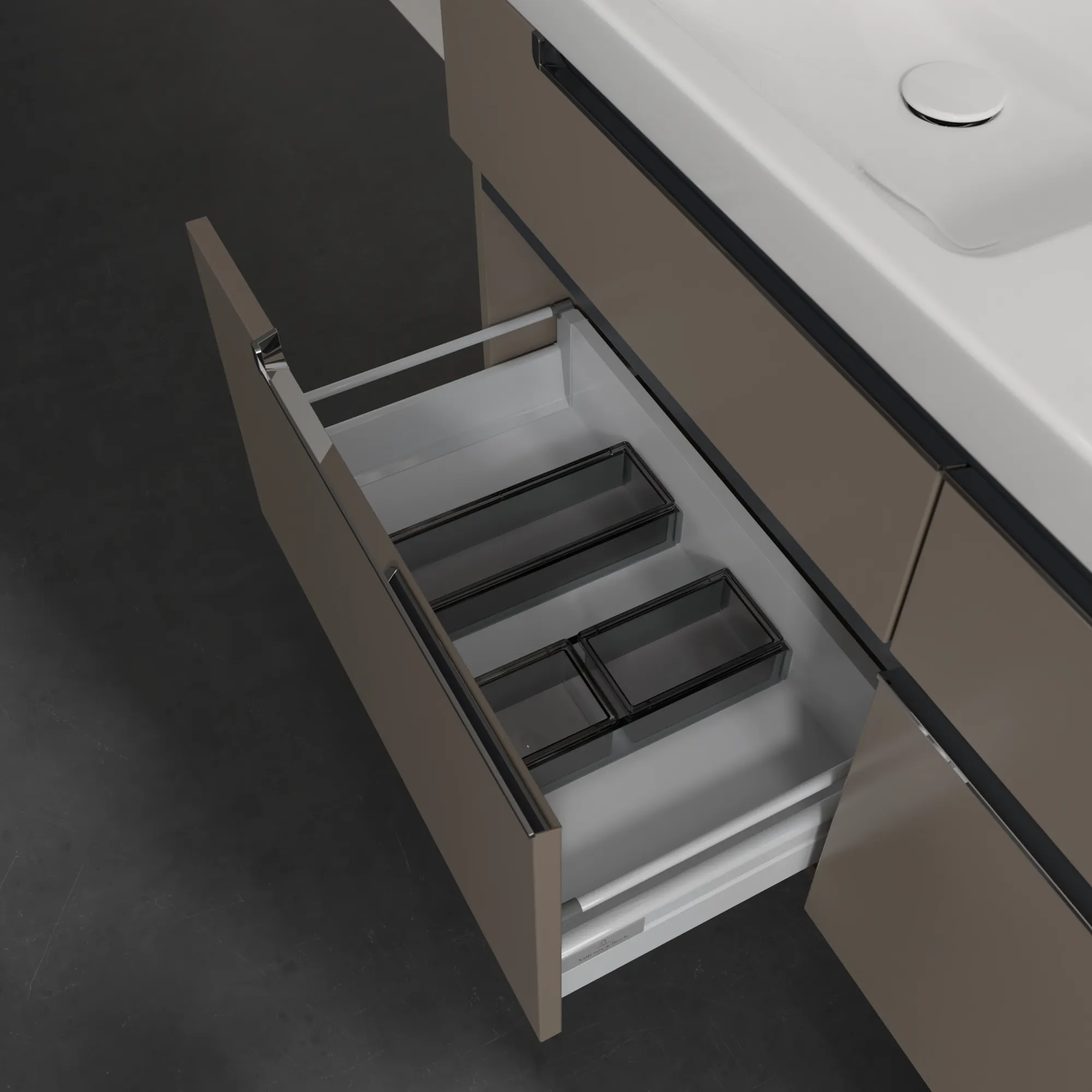 Villeroy & Boch Waschtischunterschrank „Subway 2.0“ 128,7 × 59 × 44,9 × 44,9 cm Truffle Grey, mittig, ohne Beleuchtung Villeroy & Boch Waschtischunterschrank „Subway 2.0“ 128,7 × 59 × 44,9 × 44,9 cm Truffle Grey, mittig, ohne Beleuchtung