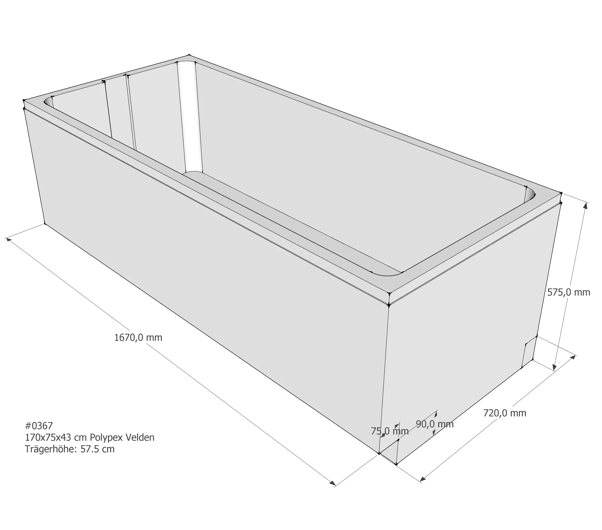 Badewannenträger passend für Polypex Velden 170 × 75 × 43 cm Badewannenträger passend für Polypex Velden 170 × 75 × 43 cm