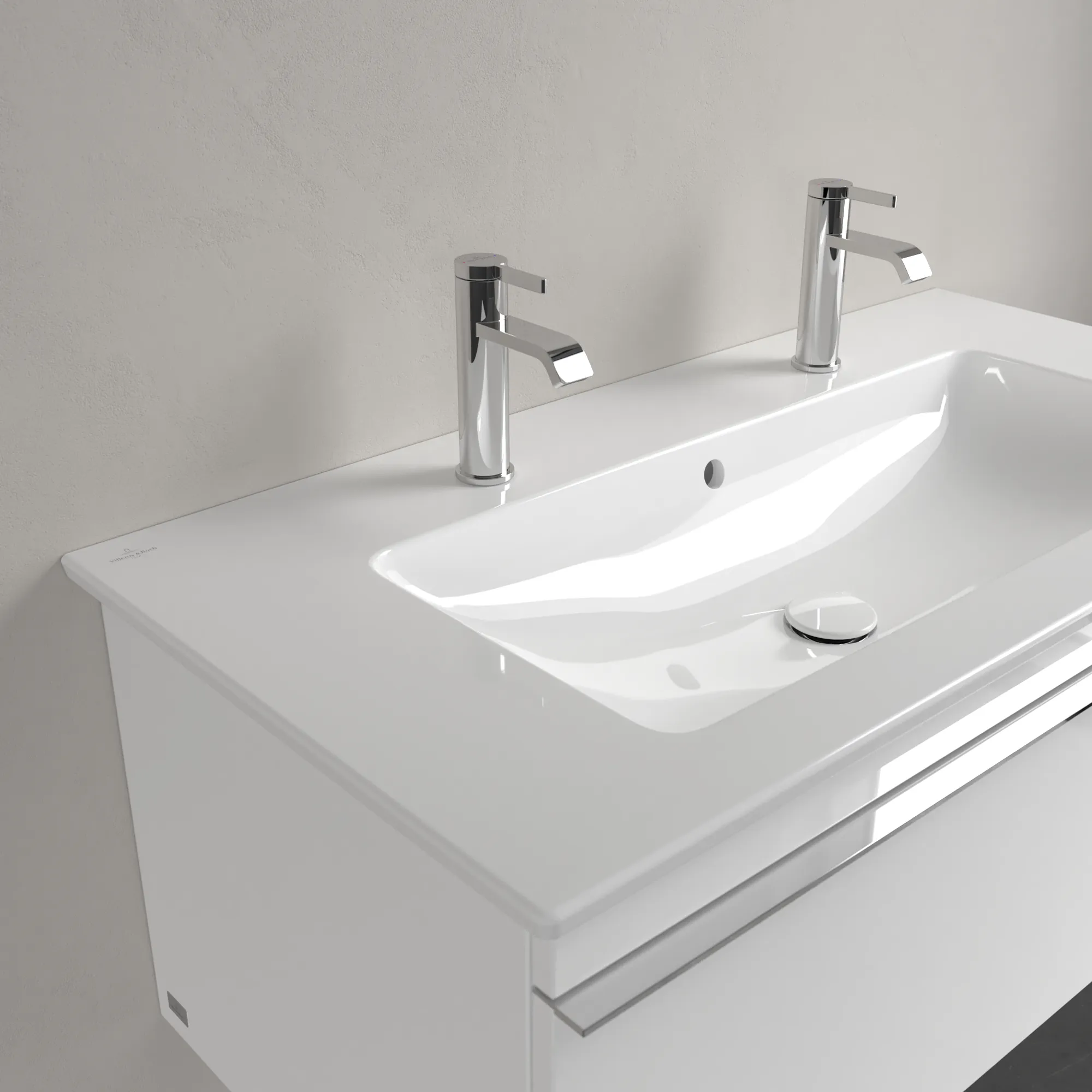Villeroy & Boch Wandwaschtisch „Venticello“ 1000 × 500 × 170 mm, für Becken mittig, Hahnlochposition links und rechts, mit Hahnlochbohrung in Weiß Alpin