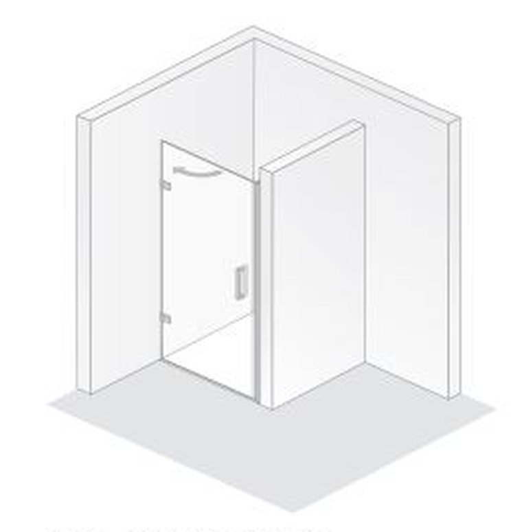 HSK rahmenlose Drehtür „Atelier Plan Pur“ für Nische Glas Klar hell, Scharniere Chromoptik (Alu Hochglanz poliert), Sondergröße HSK rahmenlose Drehtür „Atelier Plan Pur“ für Nische Glas Klar hell, Scharniere Chromoptik (Alu Hochglanz poliert), Sondergröße