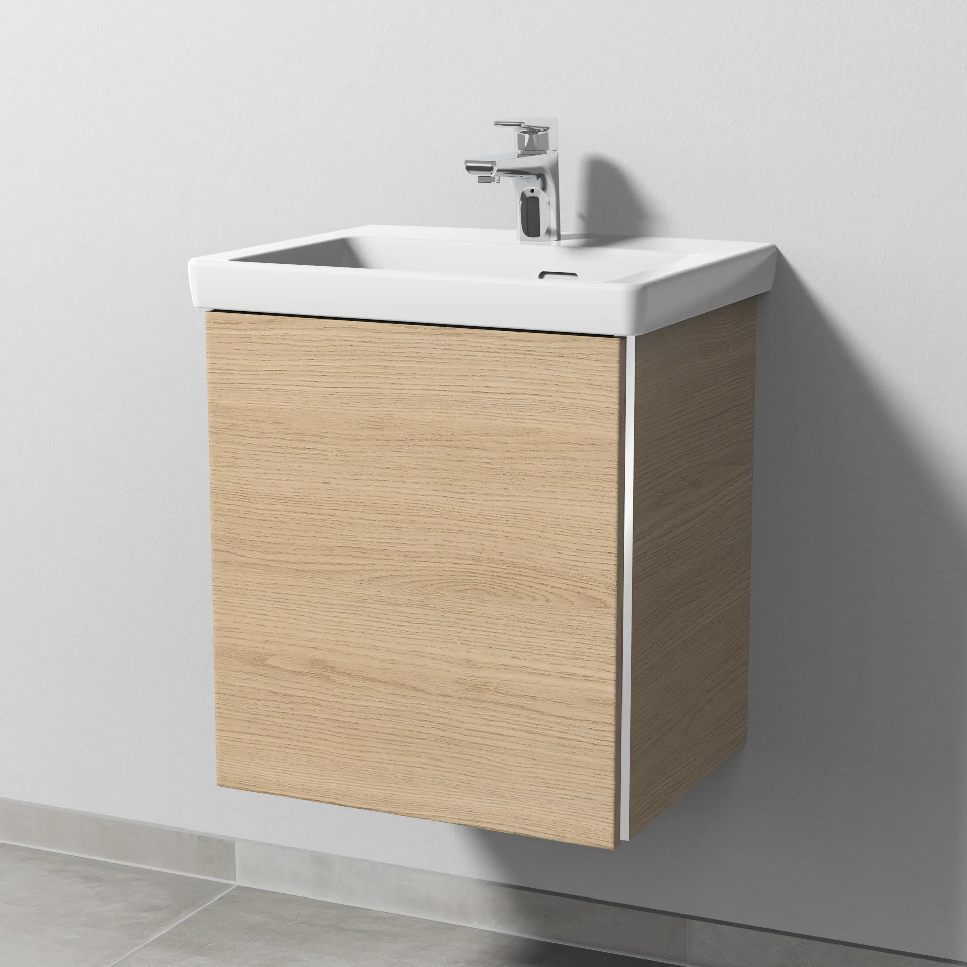 Sanipa Waschtischunterschrank „3way“ 457 × 517 × 391 mm in Eiche Nordic, Anschlag links