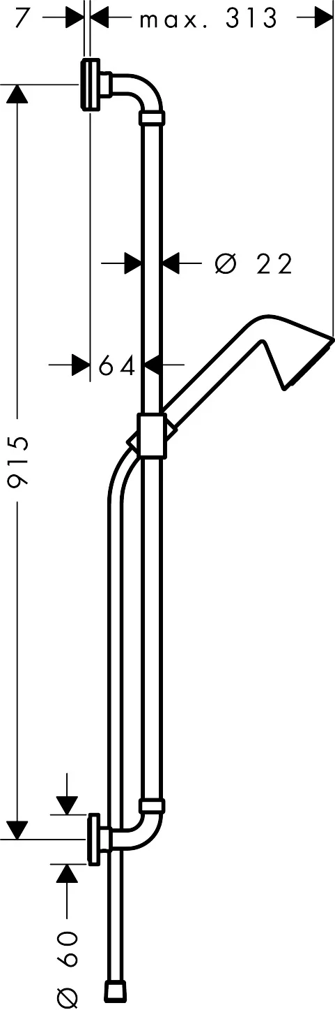 Hansgrohe AXOR Showers/ Front Brauseset chrom, 0,90 m, Handbrause 85 mm Rain, QuickClean, 8,2 l/min, Mindestfließdruck 1 bar