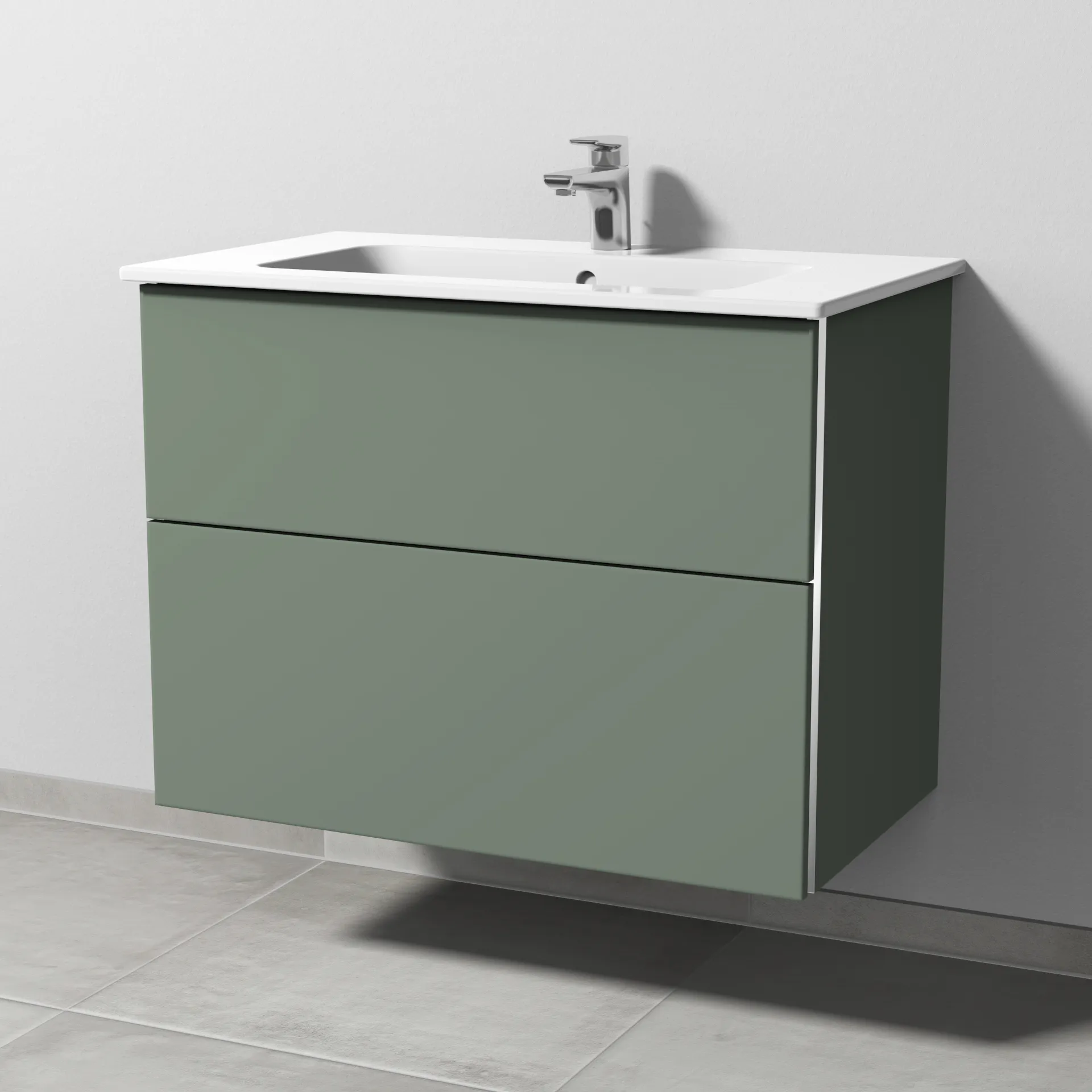 Sanipa Waschtischunterschrank „3way“ passend zu Keramik-Waschtische ME by Starck von Duravit 800 × 613 × 467 mm in Soft-Green