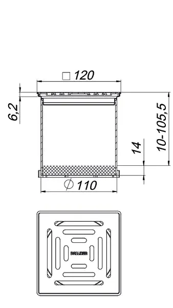 Aufsatz E 12, 120 x 120 mm