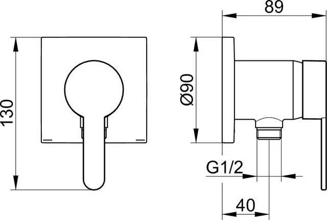 IXMO 59552370302 IXMO_solo Einhebelmischer mit Schlauchanschluss/eckig mit IXMO Flat Griff schwarz