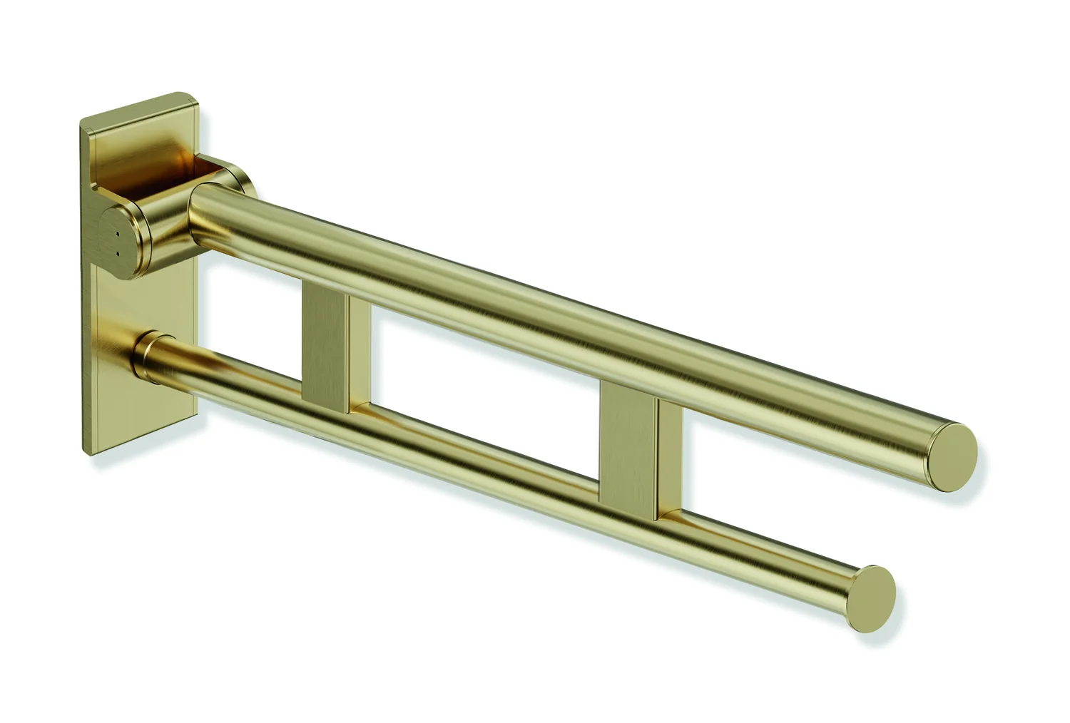 HEWI System 900 Mobiler Stützklappgriff Duo, Design A, Edelstahl PVD, Ausladung 750 mm