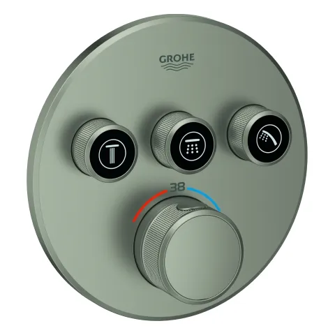 Thermostat Grohtherm SmartControl 29121, mit 3 Absperrventilen, Fertigmontageset für Rapido SmartBox, Wandrosette rund, chrom Thermostat Grohtherm SmartControl 29121, mit 3 Absperrventilen, Fertigmontageset für Rapido SmartBox, Wandrosette rund, chrom