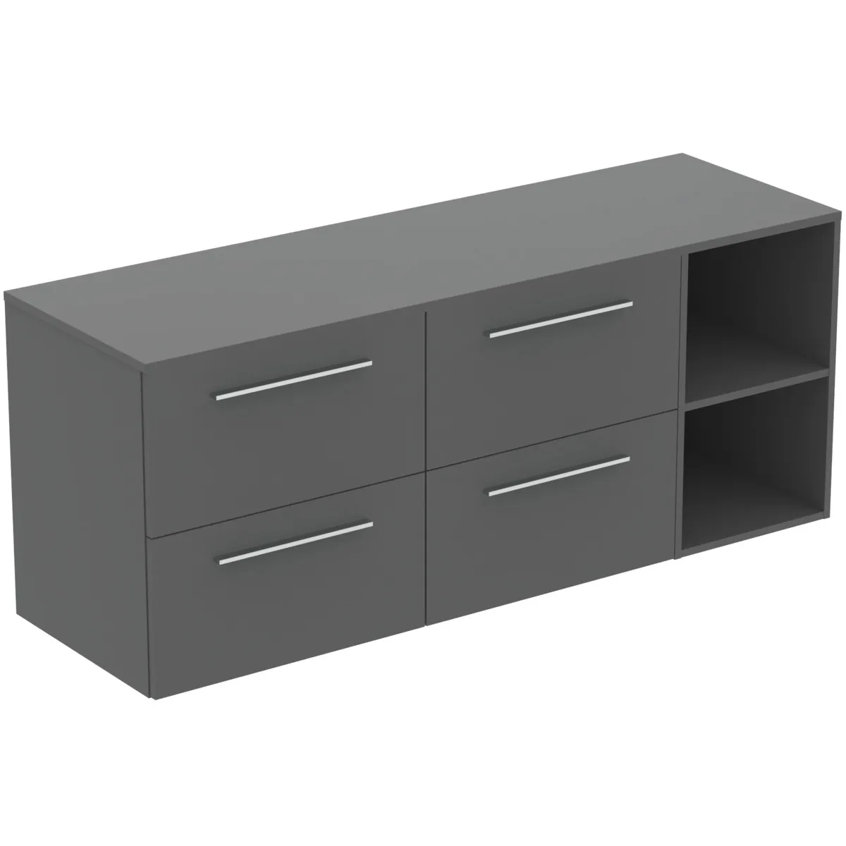 Möbel-Set 160cm i.life B 4 Auszüge 2 offene Fächer Griff Chrom Weiß matt
