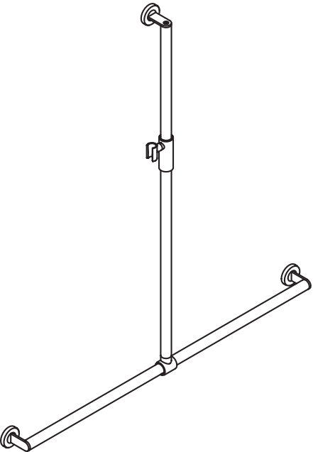 Duschhandlauf mit verschiebbarer Brausehalterstange, Edelstahl, PVD, mit magnetischem Brausehalter, senkrechte Länge 1250 mm, waagerechte Länge 1185 mm, D: 32 mm, in Farbe CK (messing glänzend)