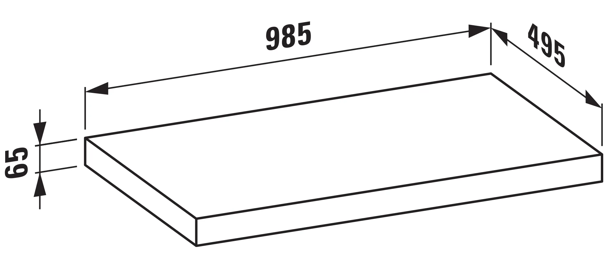 Waschtisch-Platte LANI 495x985x65 ohne Ausschnitt inklusive 2 Befestigungselemente weiß matt