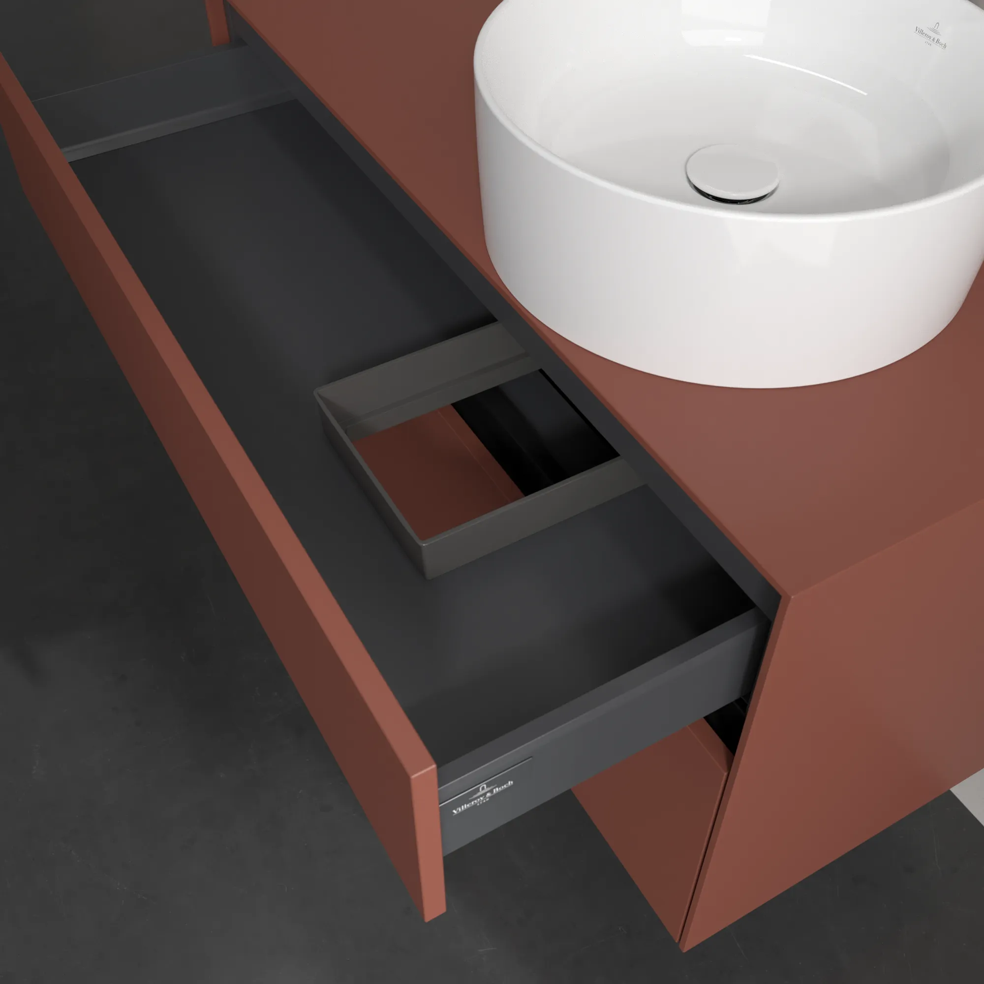 Villeroy & Boch Waschbeckenunterschrank Collaro C040B0, Eckig Wine Red, 1000x548x500mm, mit Beleuchtung und SoftClosing, Smarthome-fähig Villeroy & Boch Waschbeckenunterschrank Collaro C040B0, Eckig Wine Red, 1000x548x500mm, mit Beleuchtung und SoftClosing, Smarthome-fähig