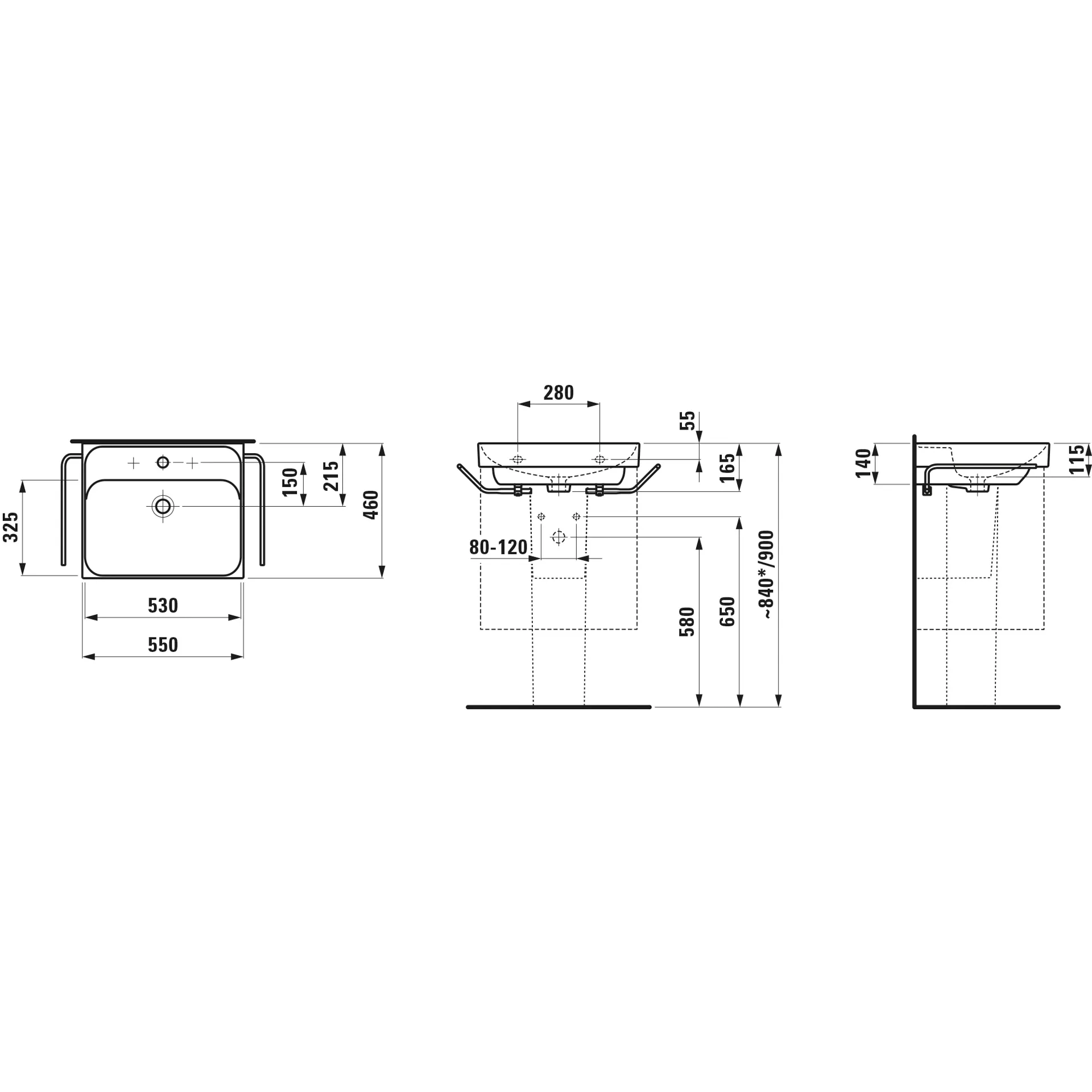 Waschtisch, MEDA, 460x550x165 1 Hahnloch mit Überlauf, weiß Waschtisch, MEDA, 460x550x165 1 Hahnloch mit Überlauf, weiß