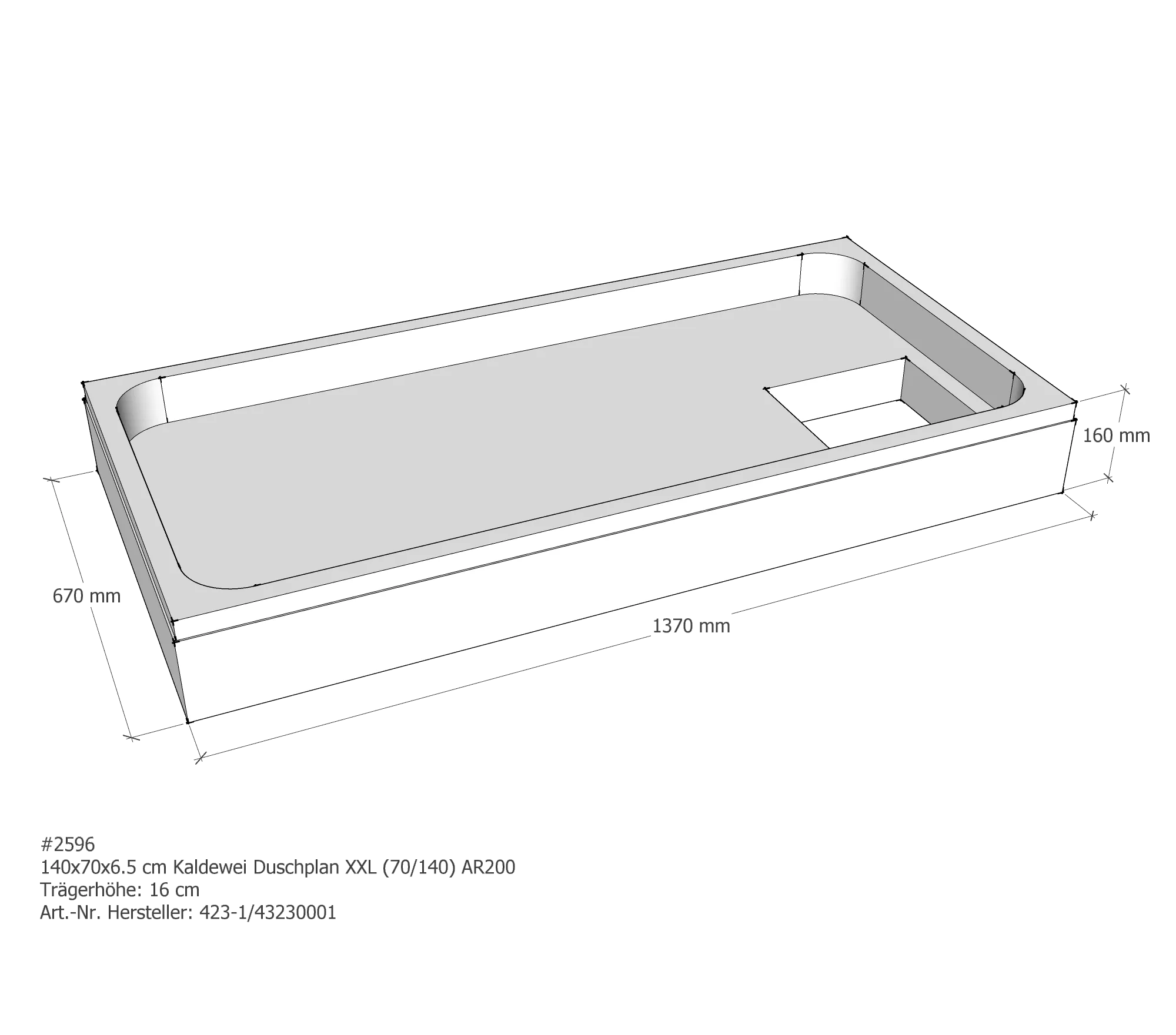 Duschwannenträger für Kaldewei Duschplan XXL 140 × 70 × 6,5 cm Breite: 70 cm / Länge: 140 cm Duschwannenträger für Kaldewei Duschplan XXL 140 × 70 × 6,5 cm Breite: 70 cm / Länge: 140 cm