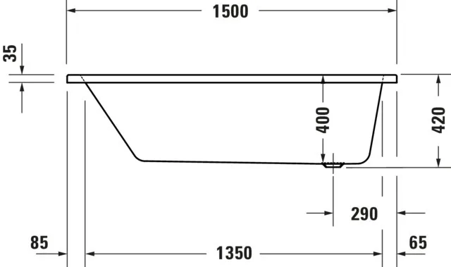 Duravit Whirlwanne „No.1“ rechteck 150 × 70 cm, Fußablauf