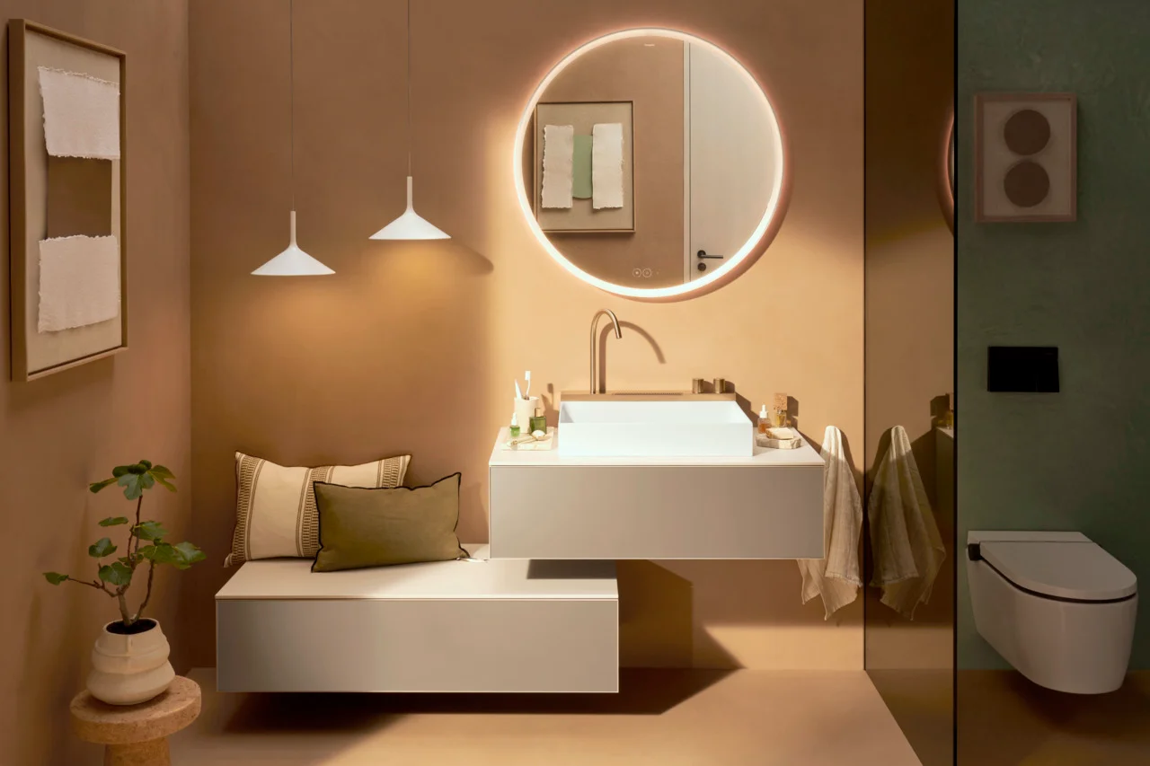 Hansgrohe Xarita S Spiegel 900/50 mit LED-Beleuchtung, kapazitivem Berührungssensor und AntiFog-Funktion in Mattweiß