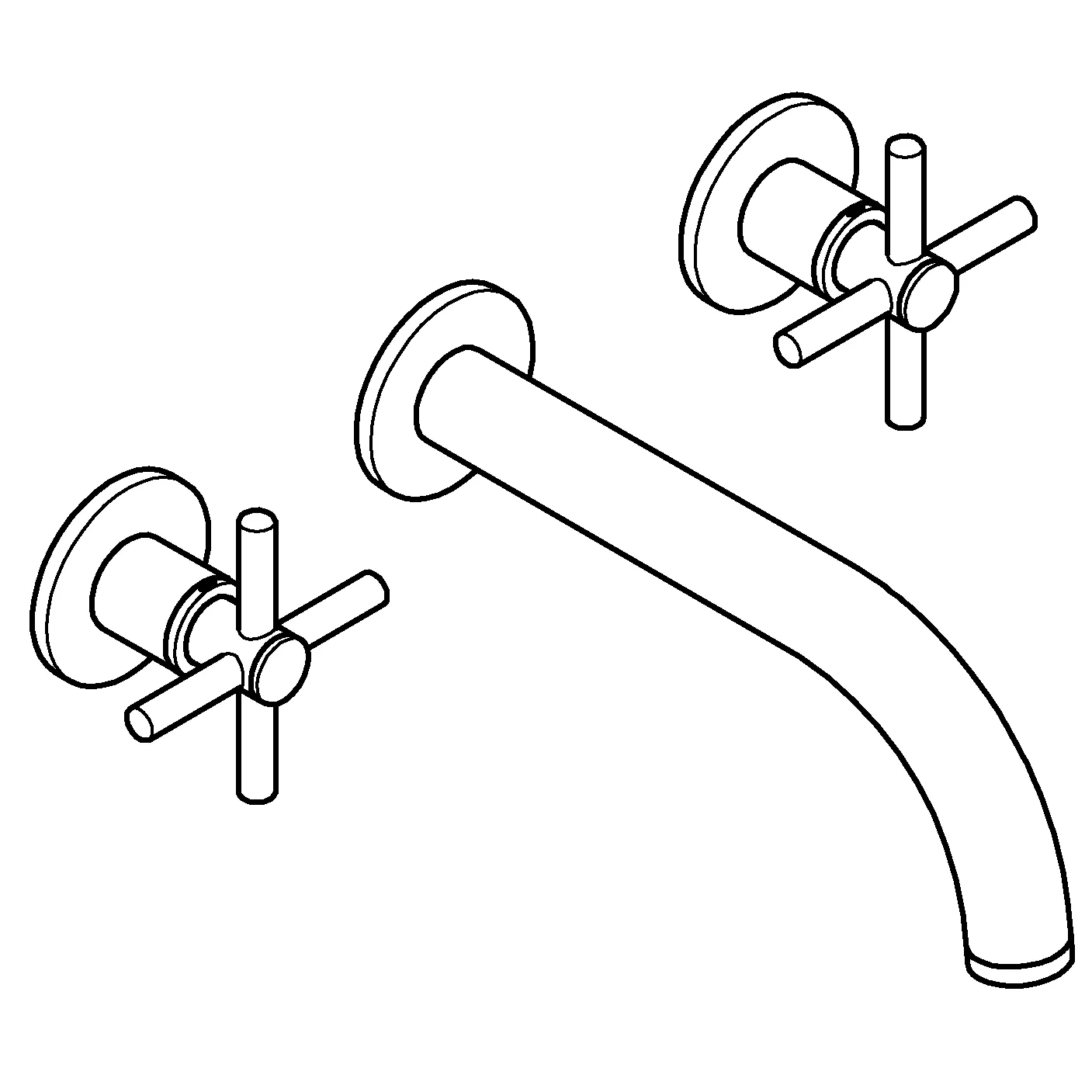 3-Loch-Waschtisch-Batterie Atrio 20661, Wandmontage, Fertigmontageset für 29 025 002, mit Kreuzgriffen, Ausladung 180 mm, chrom 3-Loch-Waschtisch-Batterie Atrio 20661, Wandmontage, Fertigmontageset für 29 025 002, mit Kreuzgriffen, Ausladung 180 mm, chrom