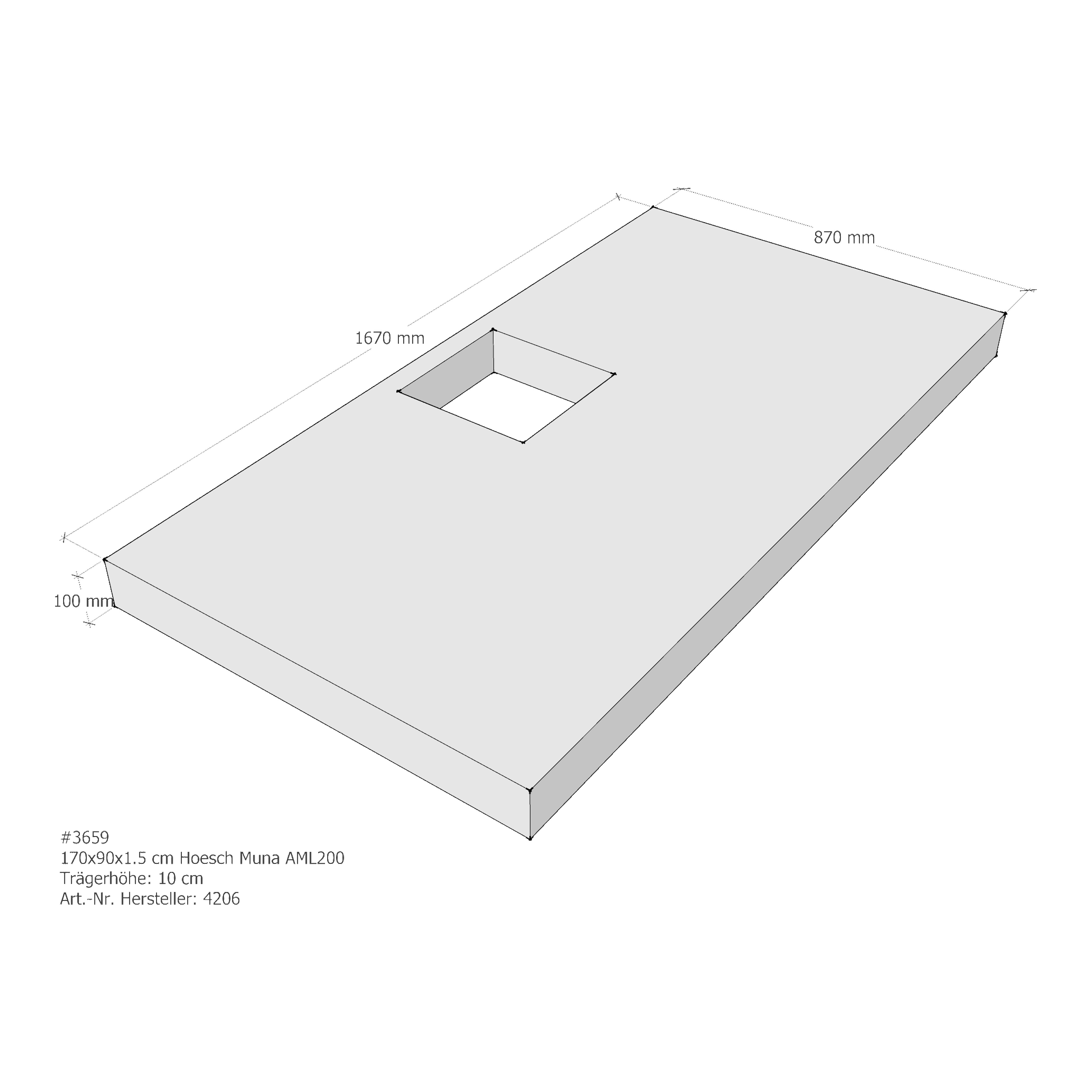 Duschwannenträger Hoesch Muna 170x90x1,5 cm AML200