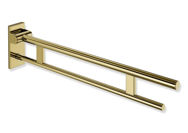 HEWI Stützklappgriff Duo System 900, Design A, Edelstahl PVD gold glänzend, Ausladung 900 mm, Höhe 210 mm, Breite 101 mm