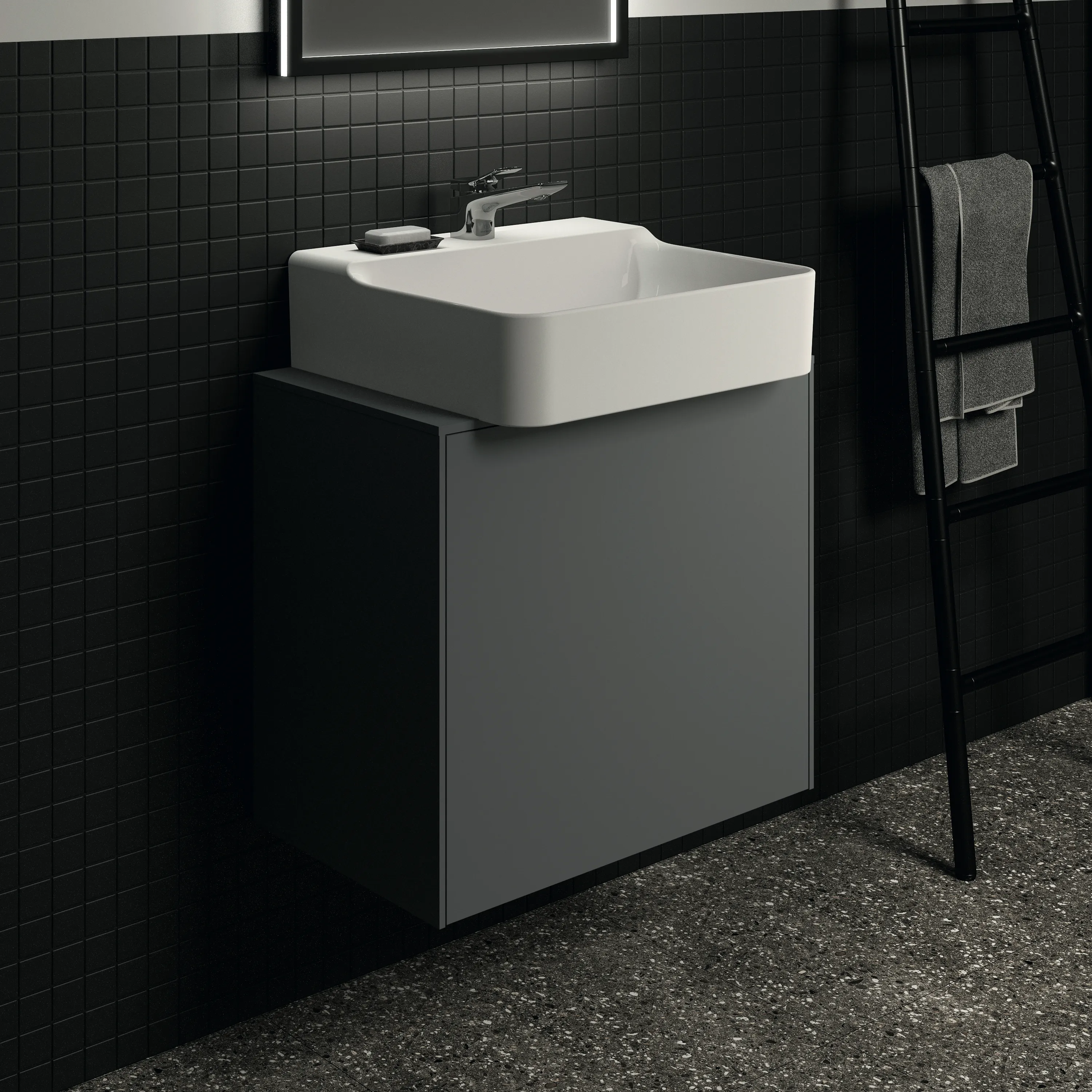 Ideal Standard Conca Waschtischunterschrank, Anthrazit matt, 1 Auszug, Push-Open mit Softclose, 602x373x550 mm