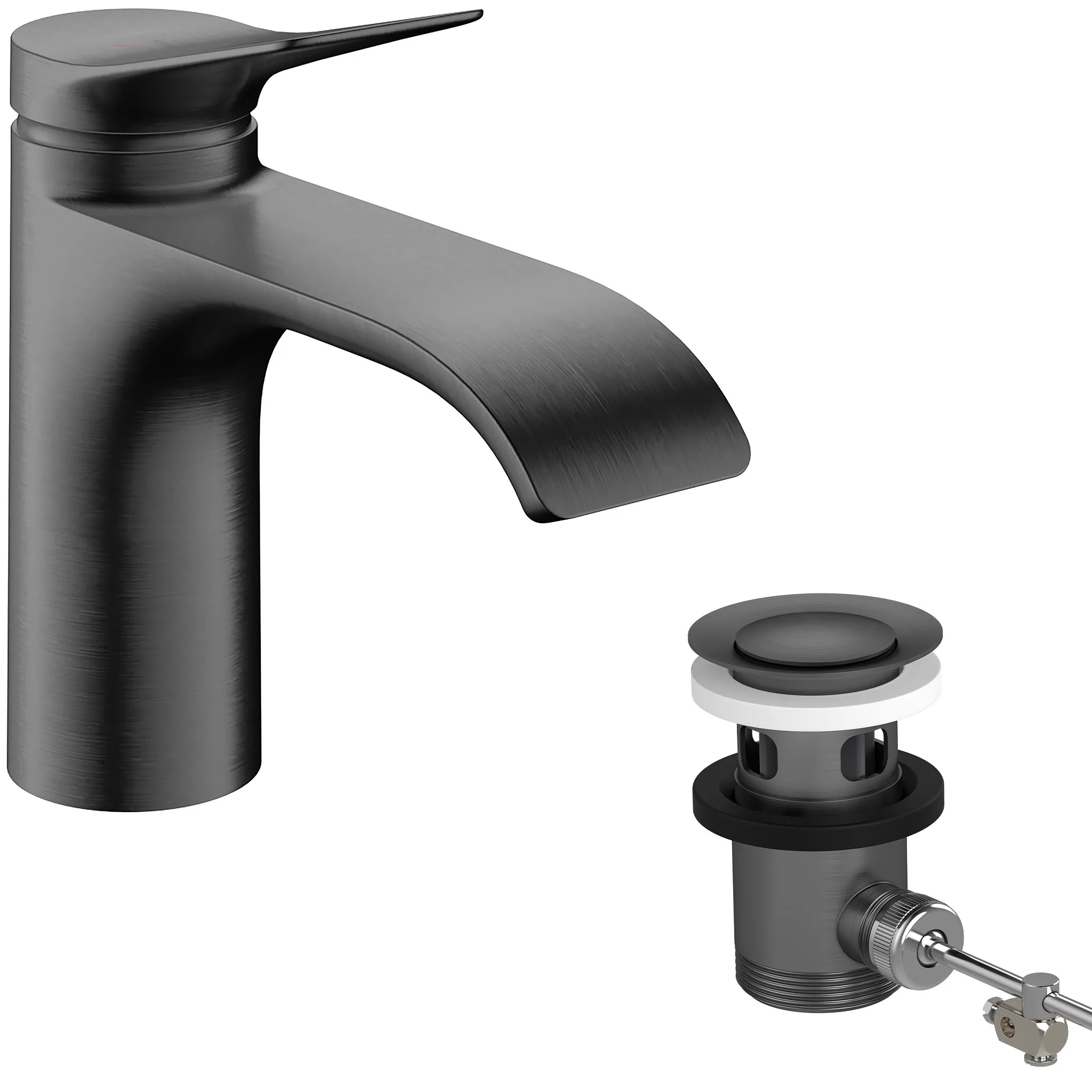 Hansgrohe Vivenis Einhebel-Waschtischmischer 80 CoolStart mit Zugstangen-Ablaufgarnitur, Brushed Black Chrome Hansgrohe Vivenis Einhebel-Waschtischmischer 80 CoolStart mit Zugstangen-Ablaufgarnitur, Brushed Black Chrome