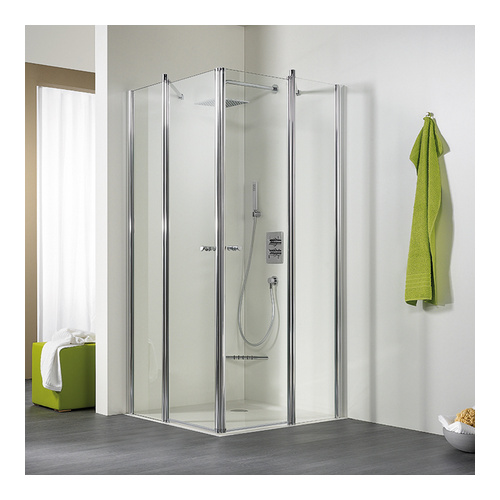HSK teilgerahmte Eckeinstieg pendelbar 4-teilig „Exklusiv“ Glas Carré, Profile Pergamon, B: 900 mm H: 2000 mm T: 750 mm HSK teilgerahmte Eckeinstieg pendelbar 4-teilig „Exklusiv“ Glas Carré, Profile Pergamon, B: 900 mm H: 2000 mm T: 750 mm
