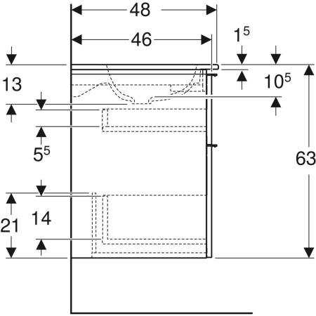 iCon Set Möbelwaschtisch schmaler Rand, mit Unterschrank, zwei Schubladen und Waschbeckenanschluss: B=120cm, H=63cm, T=48cm, weiß / KeraTect, weiß / lackiert hochglänzend, weiß / pulverbeschichtet matt iCon Set Möbelwaschtisch schmaler Rand, mit Unterschrank, zwei Schubladen und Waschbeckenanschluss: B=120cm, H=63cm, T=48cm, weiß / KeraTect, weiß / lackiert hochglänzend, weiß / pulverbeschichtet matt