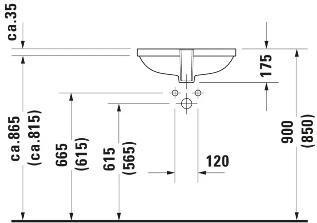 Unterbauwaschtisch „D-Code“, Form rechteckig 49,5 × 29 cm  Unterbauwaschtisch „D-Code“, Form rechteckig 49,5 × 29 cm
