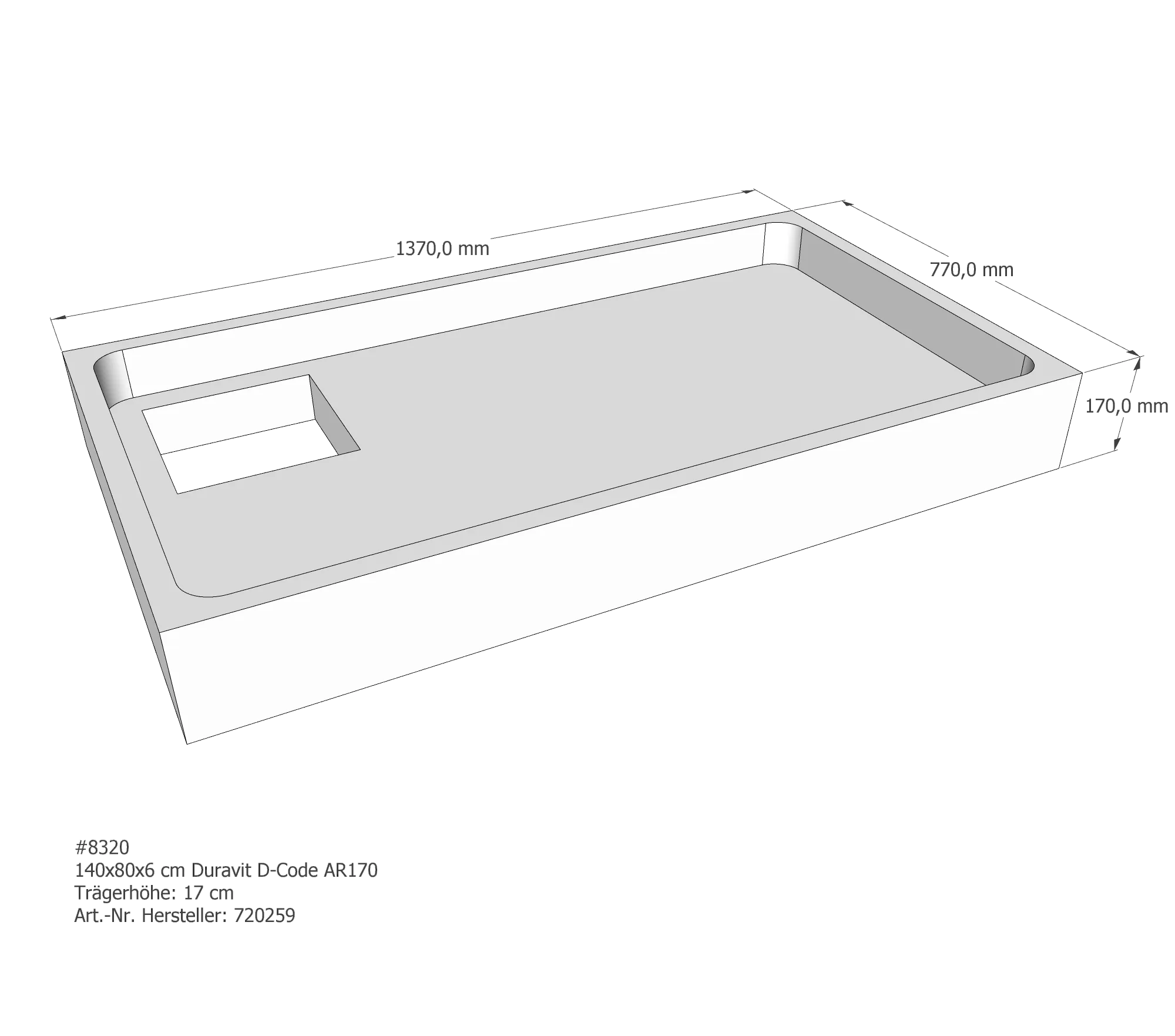 Badewannenträger für Duravit Seadream links 163,5 × 110 × 57 cm Ausführung: links Badewannenträger für Duravit Seadream links 163,5 × 110 × 57 cm Ausführung: links