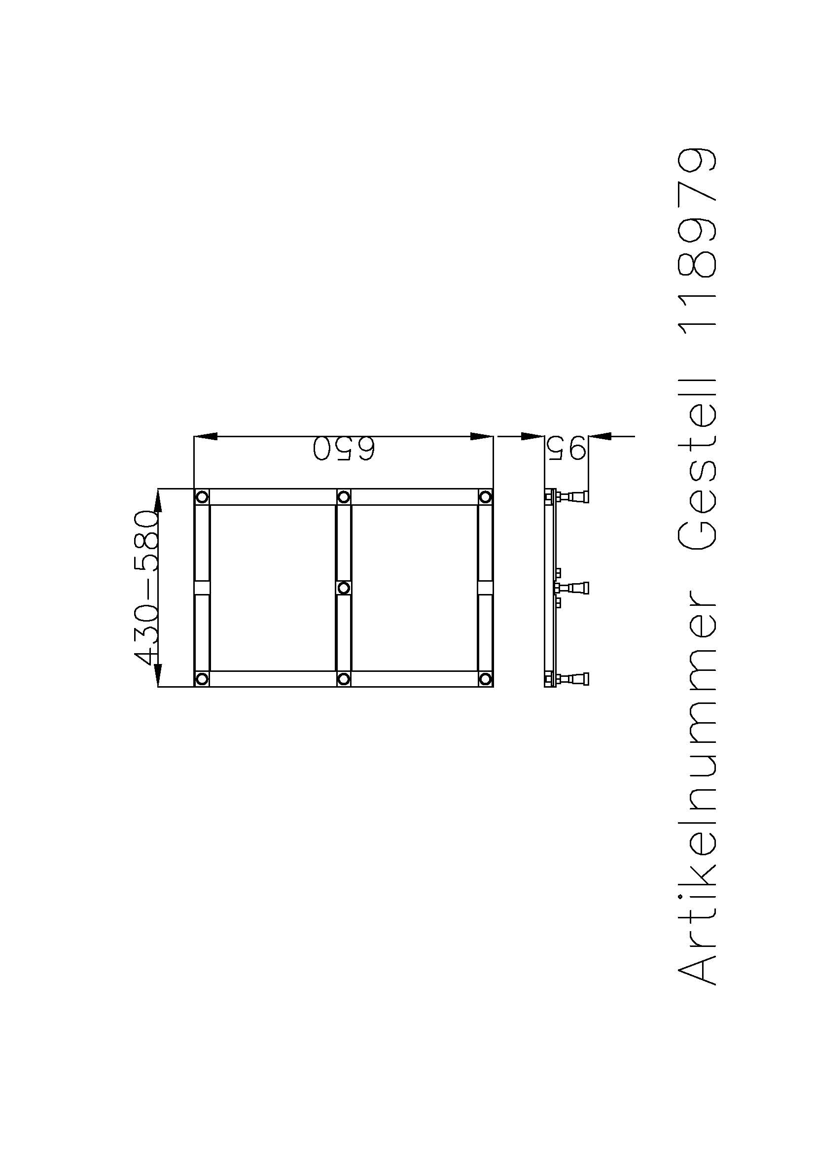 Hoesch Untergestell für Duschwanne „Muna“ 4166, 4167, 4168, 4174, 4175, 4176, 4200, 4212 70 × 110 cm