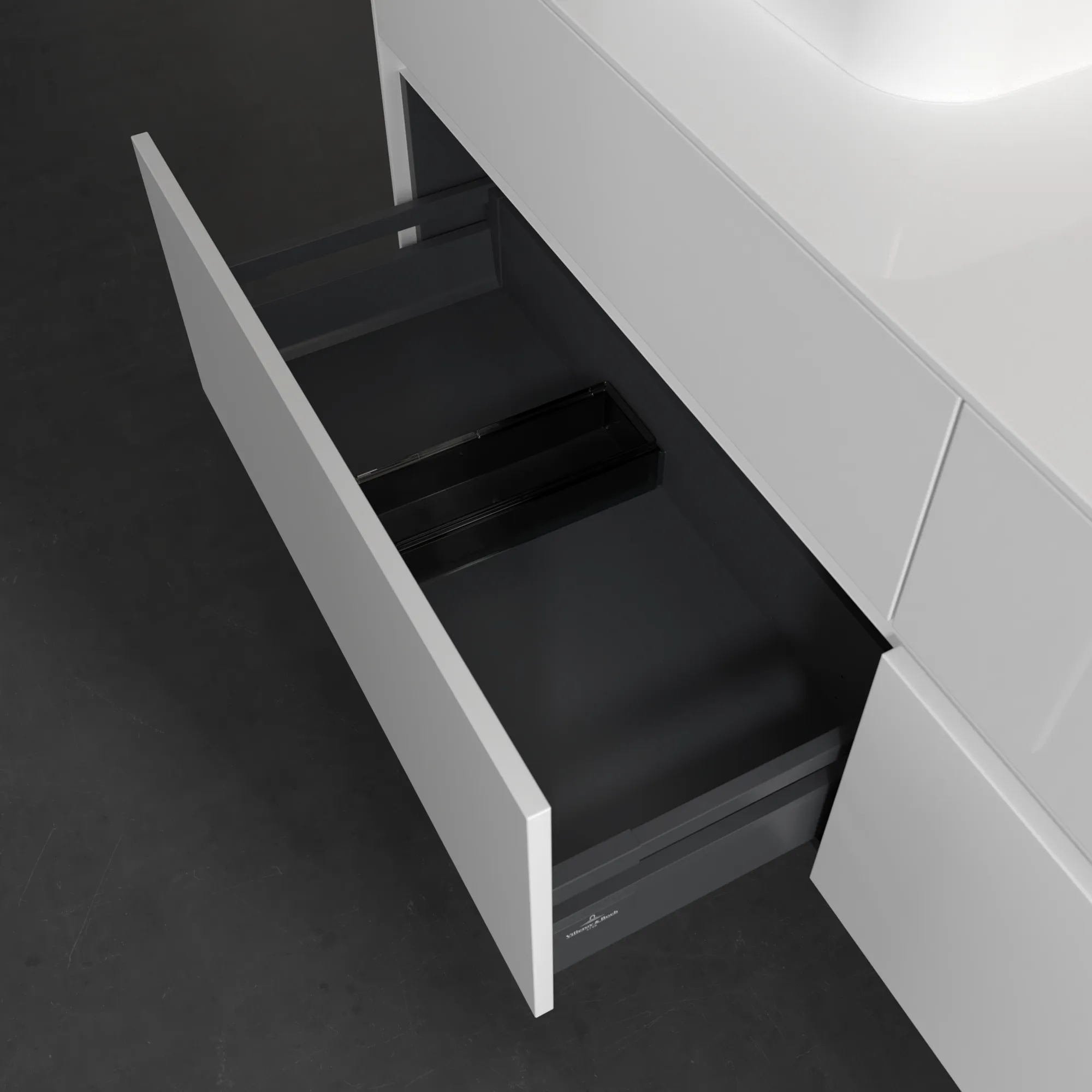 Villeroy & Boch Waschtischunterschrank „Collaro“ 1600 × 548 × 500 mm Glossy White, ohne Beleuchtung, für Becken links