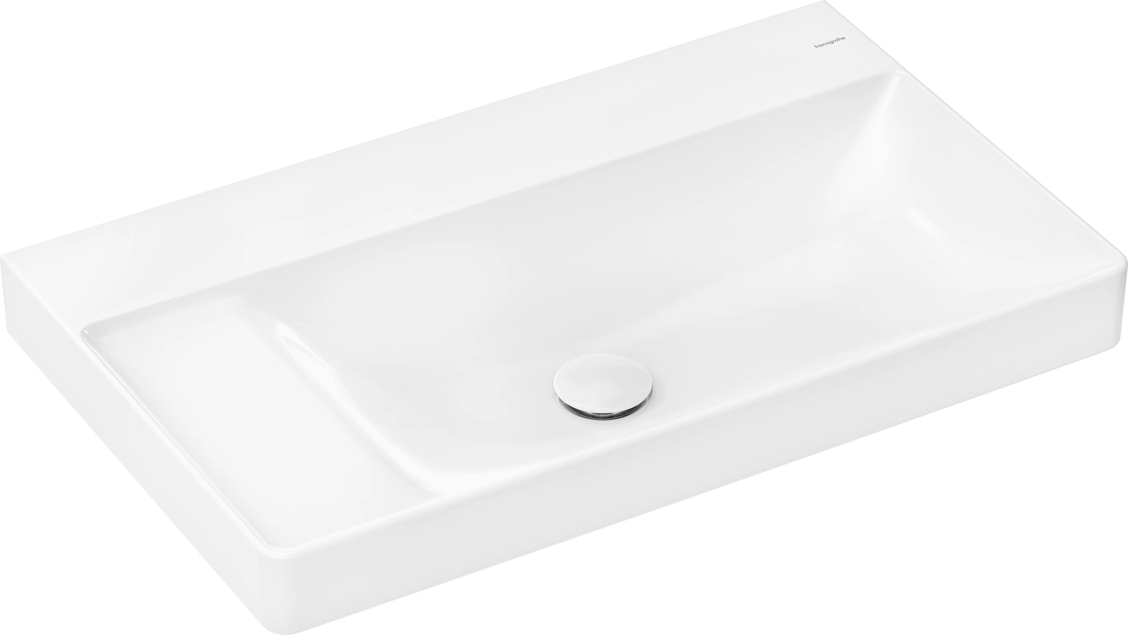 Hansgrohe Xelu Q Waschtisch, weiß, 800x480 mm, wandhängend, mit Ablage links, ohne Hahnloch und Überlauf, SmartClean-Glasur Hansgrohe Xelu Q Waschtisch, weiß, 800x480 mm, wandhängend, mit Ablage links, ohne Hahnloch und Überlauf, SmartClean-Glasur