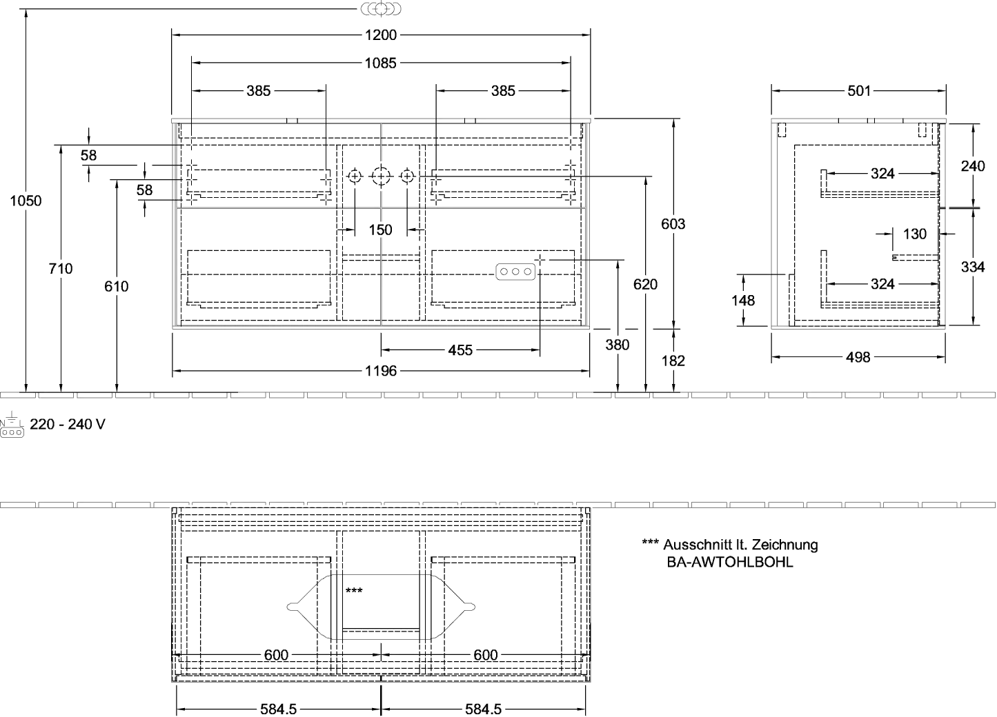 Villeroy & Boch Waschtischunterschrank „Finion“ für Schrankwaschtisch 1200 × 603 × 501 mm Anthracite Matt Lacquer, für Becken mittig, ohne Hahnlochbohrung Villeroy & Boch Waschtischunterschrank „Finion“ für Schrankwaschtisch 1200 × 603 × 501 mm Anthracite Matt Lacquer, für Becken mittig, ohne Hahnlochbohrung