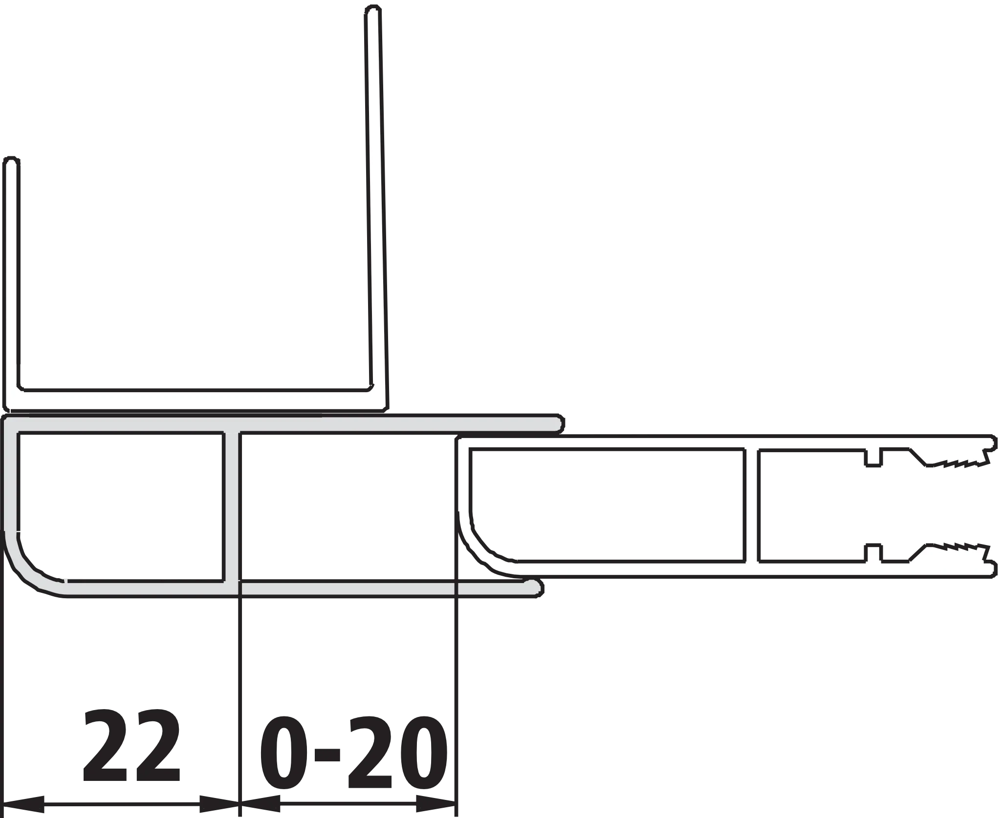 Kermi Duschdesign Kombiprofil „NOVA 2000“ 1850 mm in Silber Mattglanz