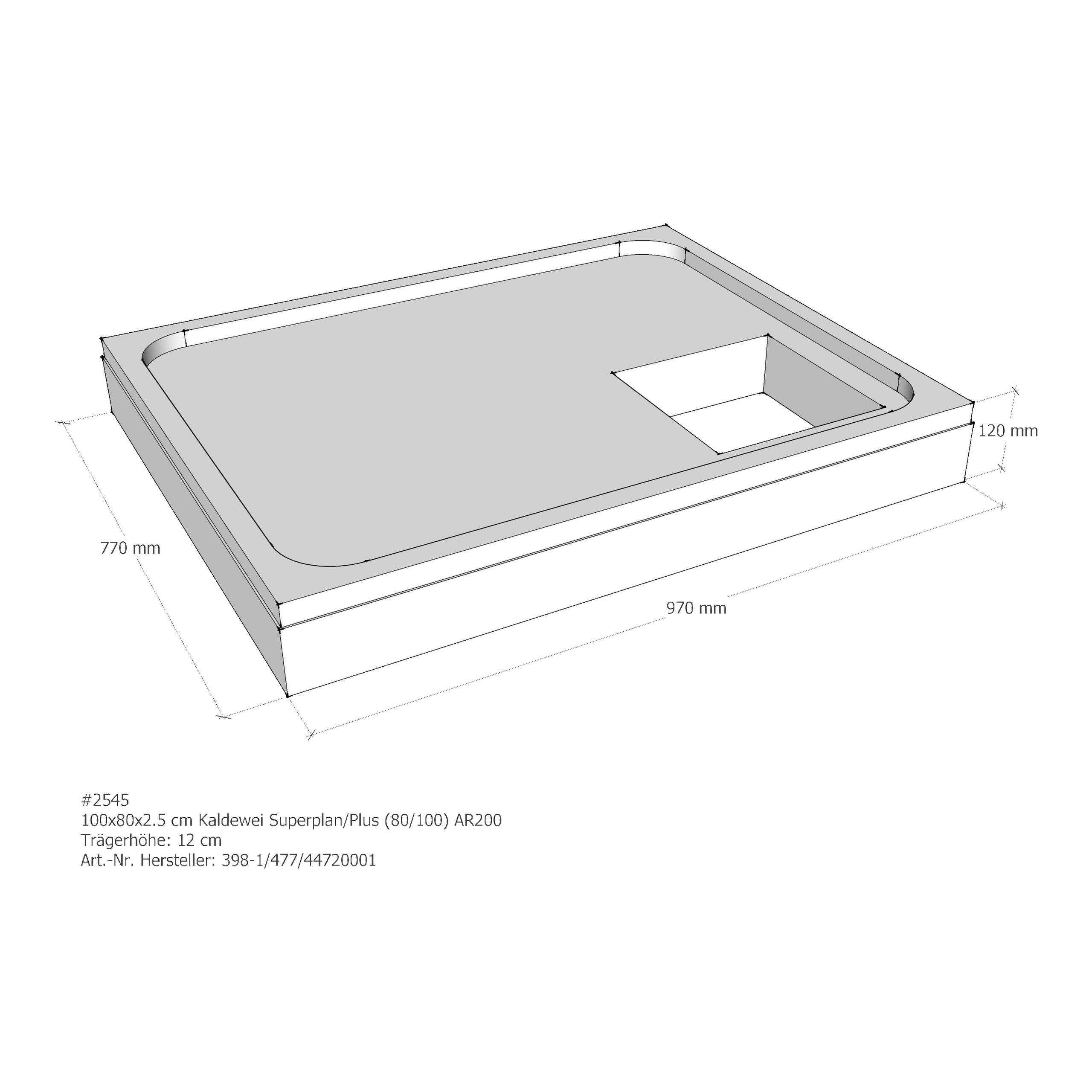 Duschwannenträger für Kaldewei Superplan (Plus) 80 × 100 × 2,5 cm Breite: 100 cm / Länge: 80 cm Duschwannenträger für Kaldewei Superplan (Plus) 80 × 100 × 2,5 cm Breite: 100 cm / Länge: 80 cm