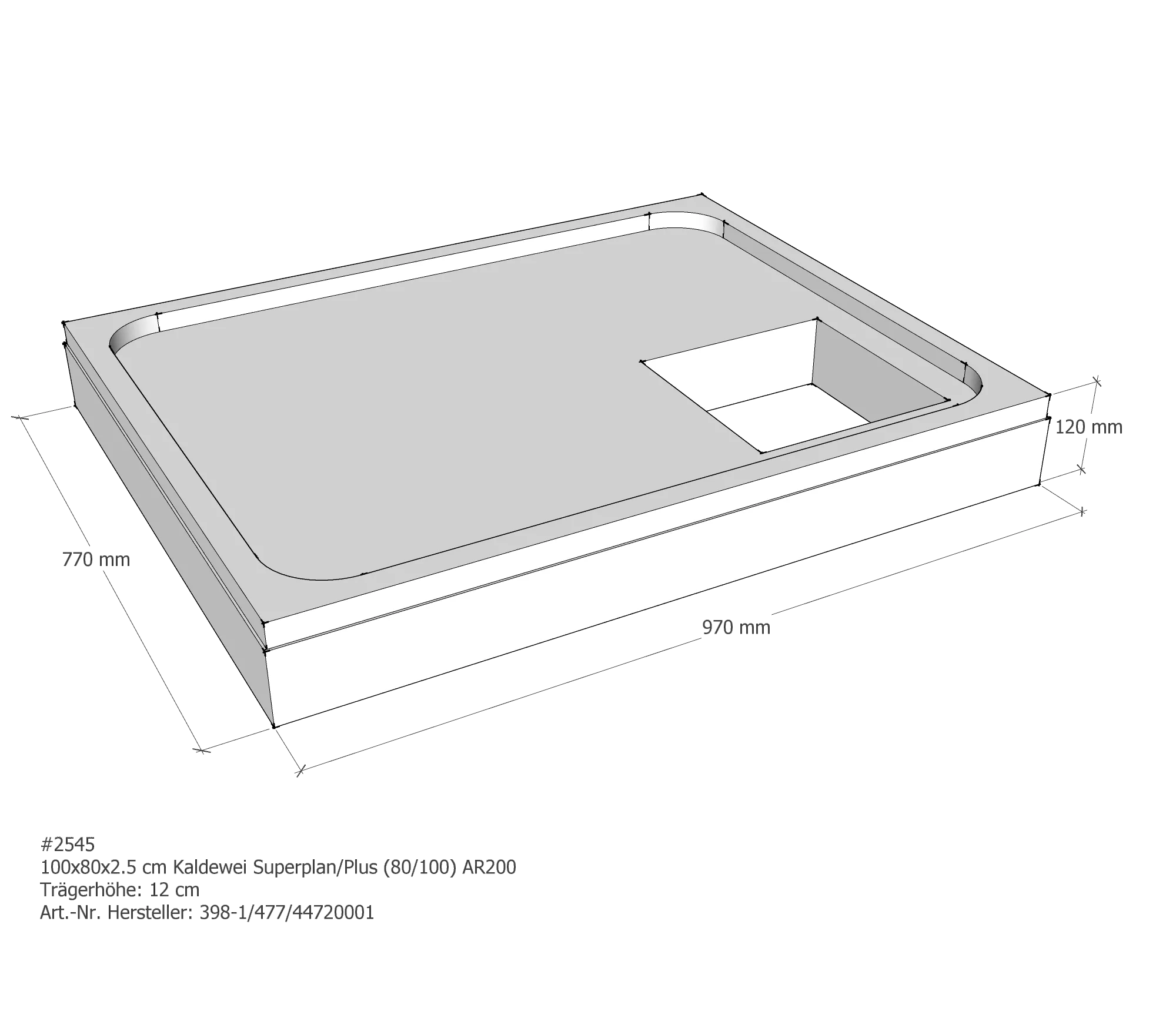 Duschwannenträger für Kaldewei Superplan (Plus) 80 × 100 × 2,5 cm Breite: 100 cm / Länge: 80 cm Duschwannenträger für Kaldewei Superplan (Plus) 80 × 100 × 2,5 cm Breite: 100 cm / Länge: 80 cm