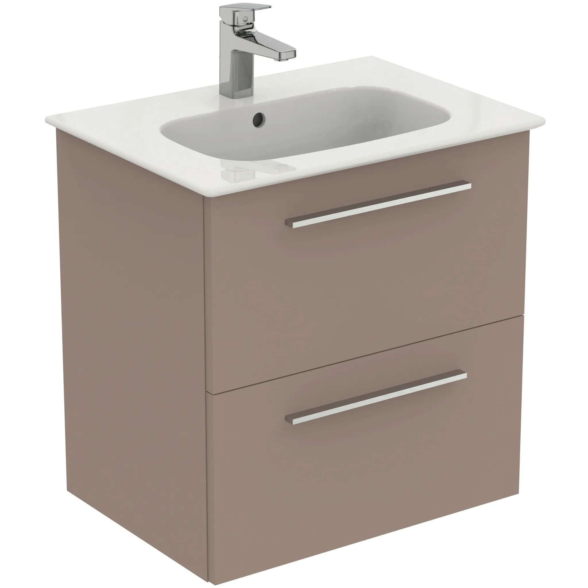 Möbelpaket i.life A mit Waschtisch 60cm und Unterschrank mit chrom Griff mattWeiß