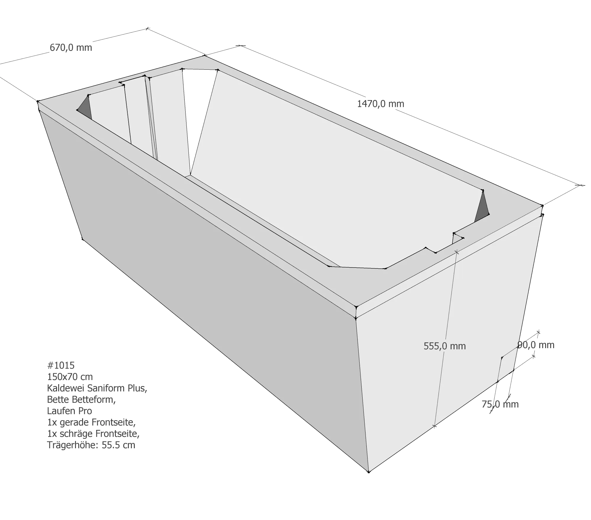 Badewannenträger für Wannenträger Bette Betteform, Kaldewei Saniform Plus, Laufen Pro 150x70x cm 150 × 70 cm Badewannenträger für Wannenträger Bette Betteform, Kaldewei Saniform Plus, Laufen Pro 150x70x cm 150 × 70 cm